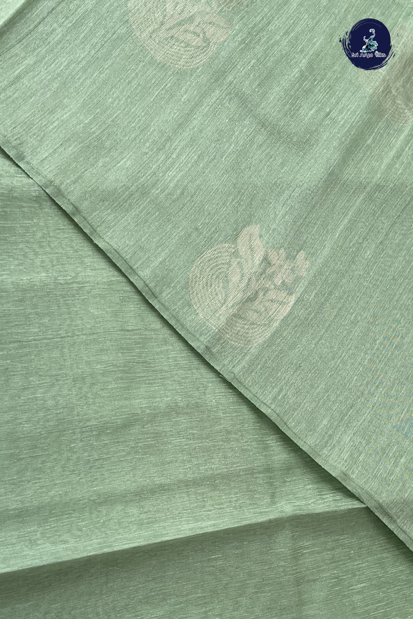 Pastel Green Kora Sico Silk Cotton With Zari Buttas Pattern