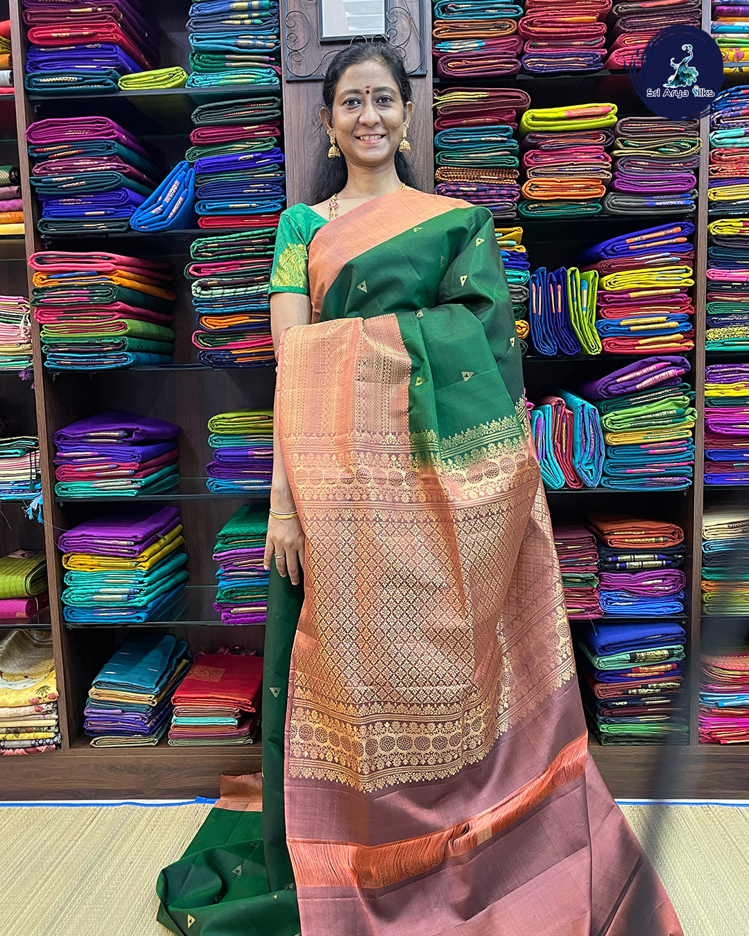 Hot Pink Handloom Silk Cotton Saree With Checks & Blue Border