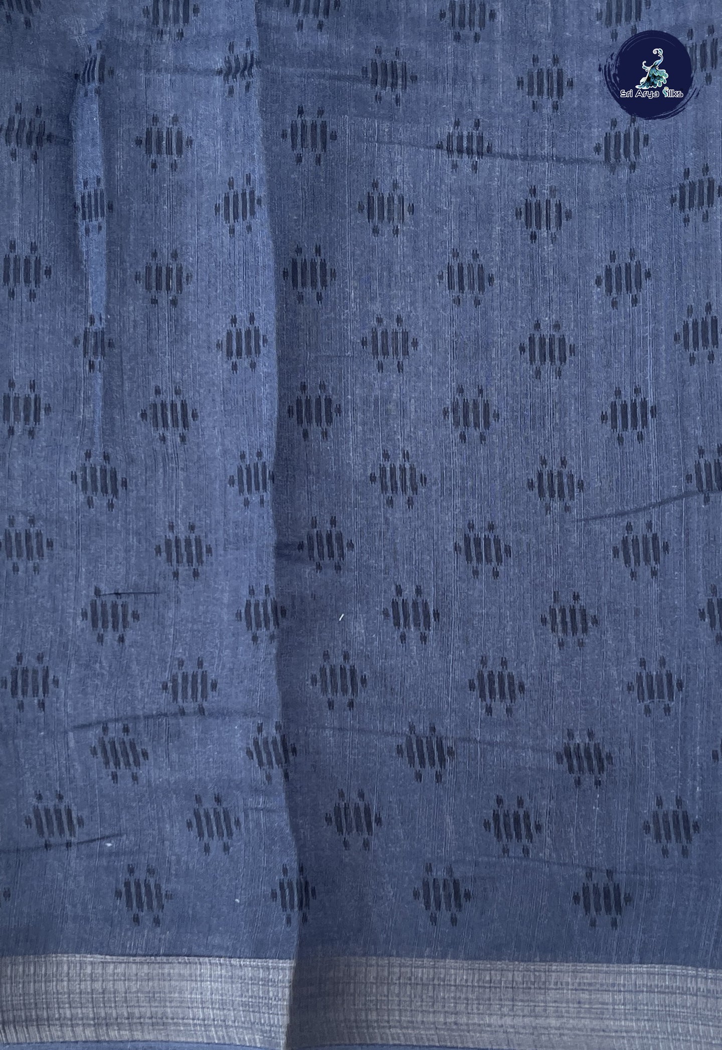 Black Linen Saree With Printed Pattern