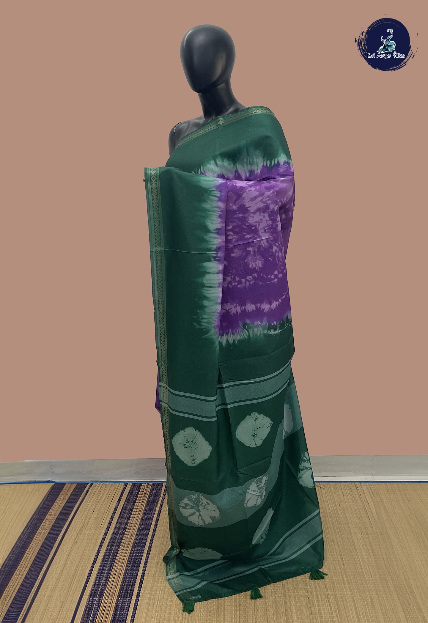 Purple Art Silk Saree With Shibori Print Pattern
