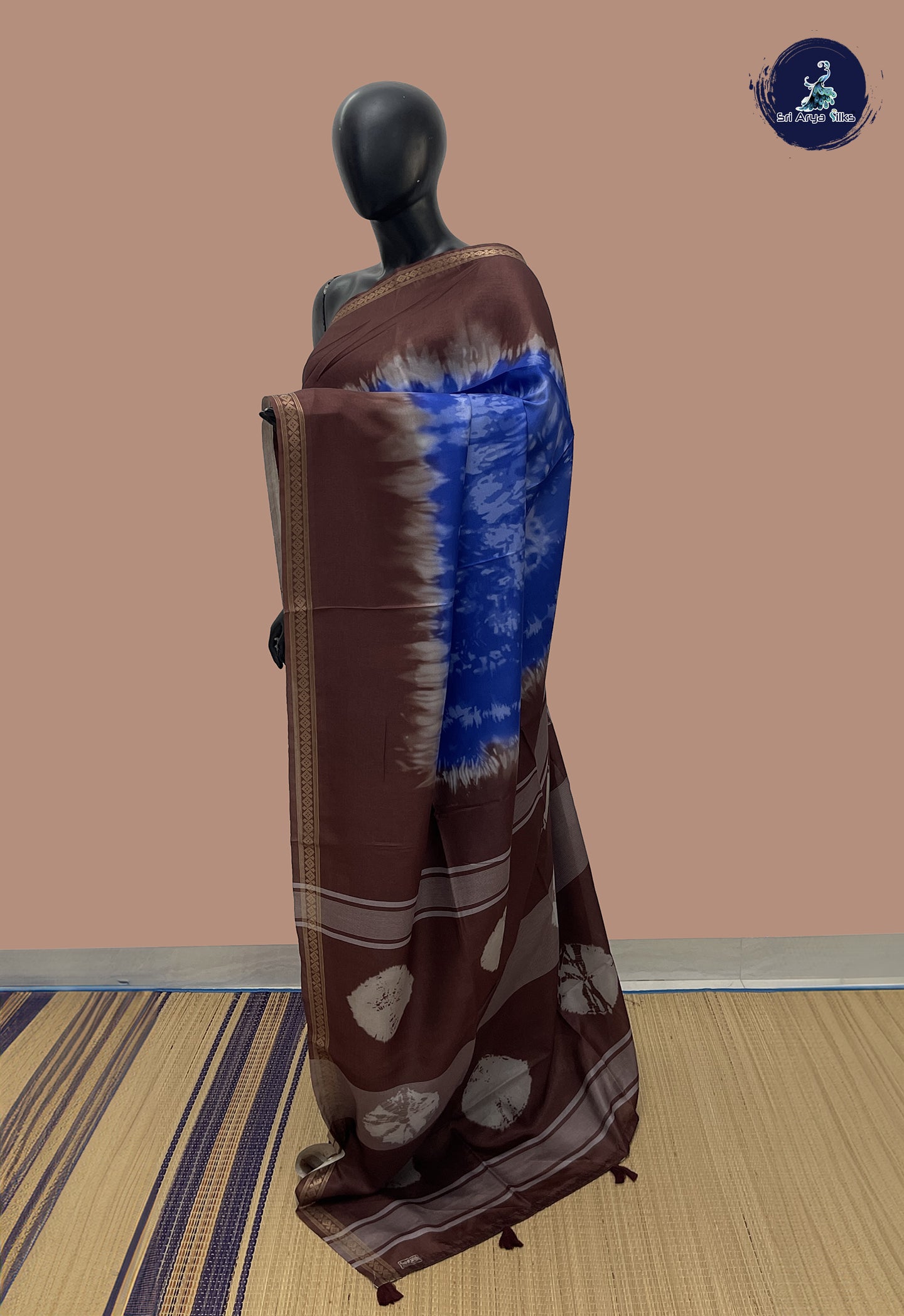 Dark Blue Art Silk Saree With Shibori Print Pattern