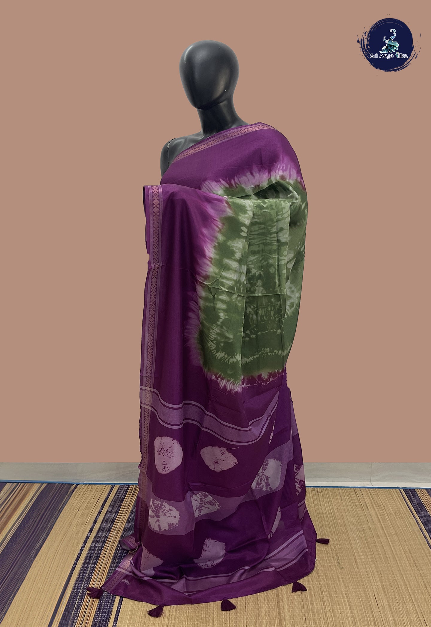 Green Art Silk Saree With Shibori Print Pattern