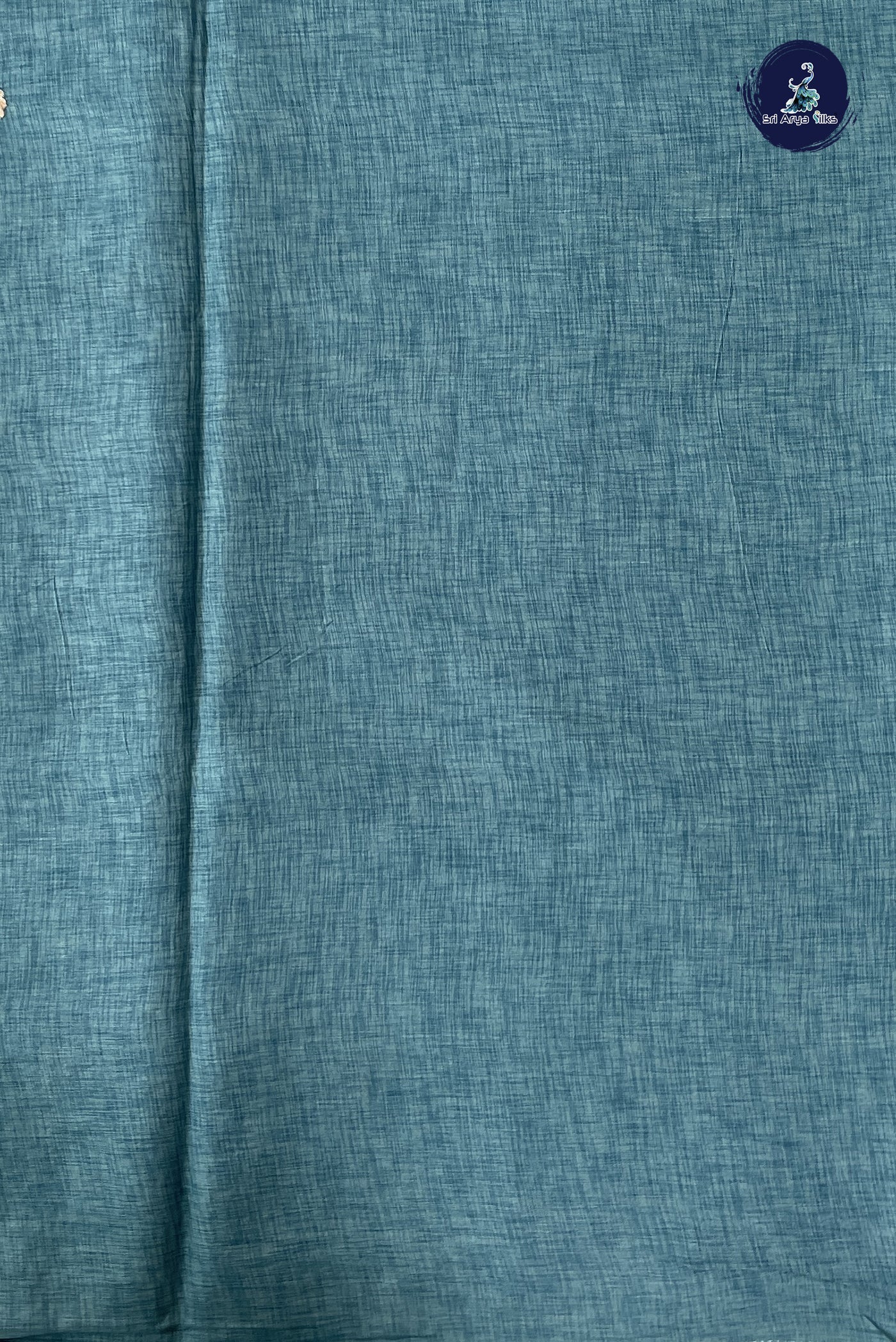 Dual Tone Blue Tussar Saree With Thread Work Pattern