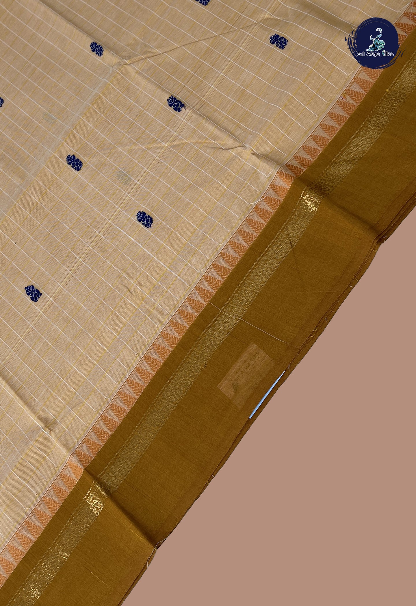 Pastel Shade Chettinad Cotton Saree With Checked Pattern