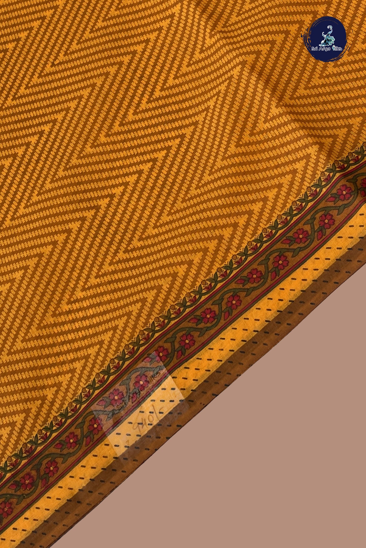 Yellow Cotton Saree With Printed Pattern
