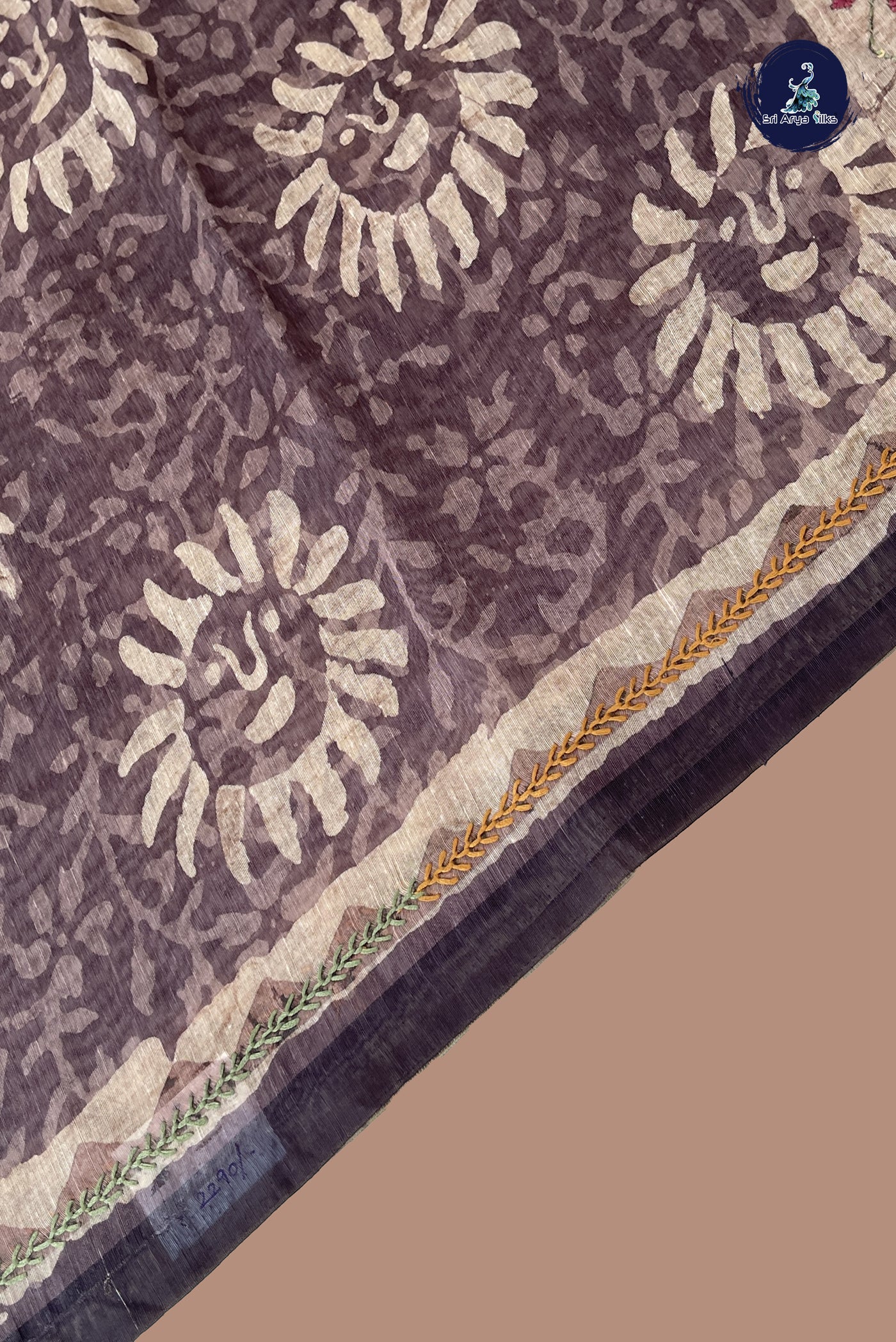 Brown Semi Chanderi Saree  With Printed Pattern