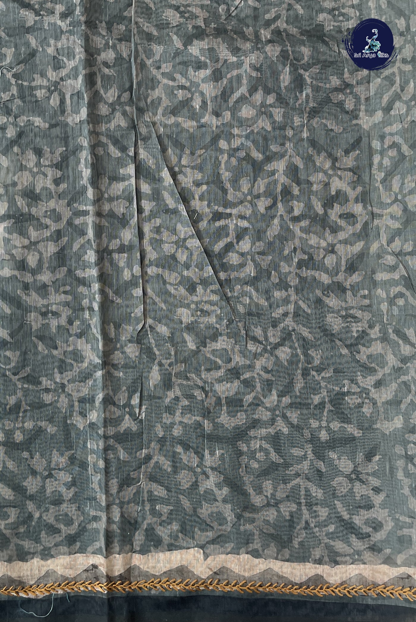 Green Semi Chanderi Saree With  Printed Pattern