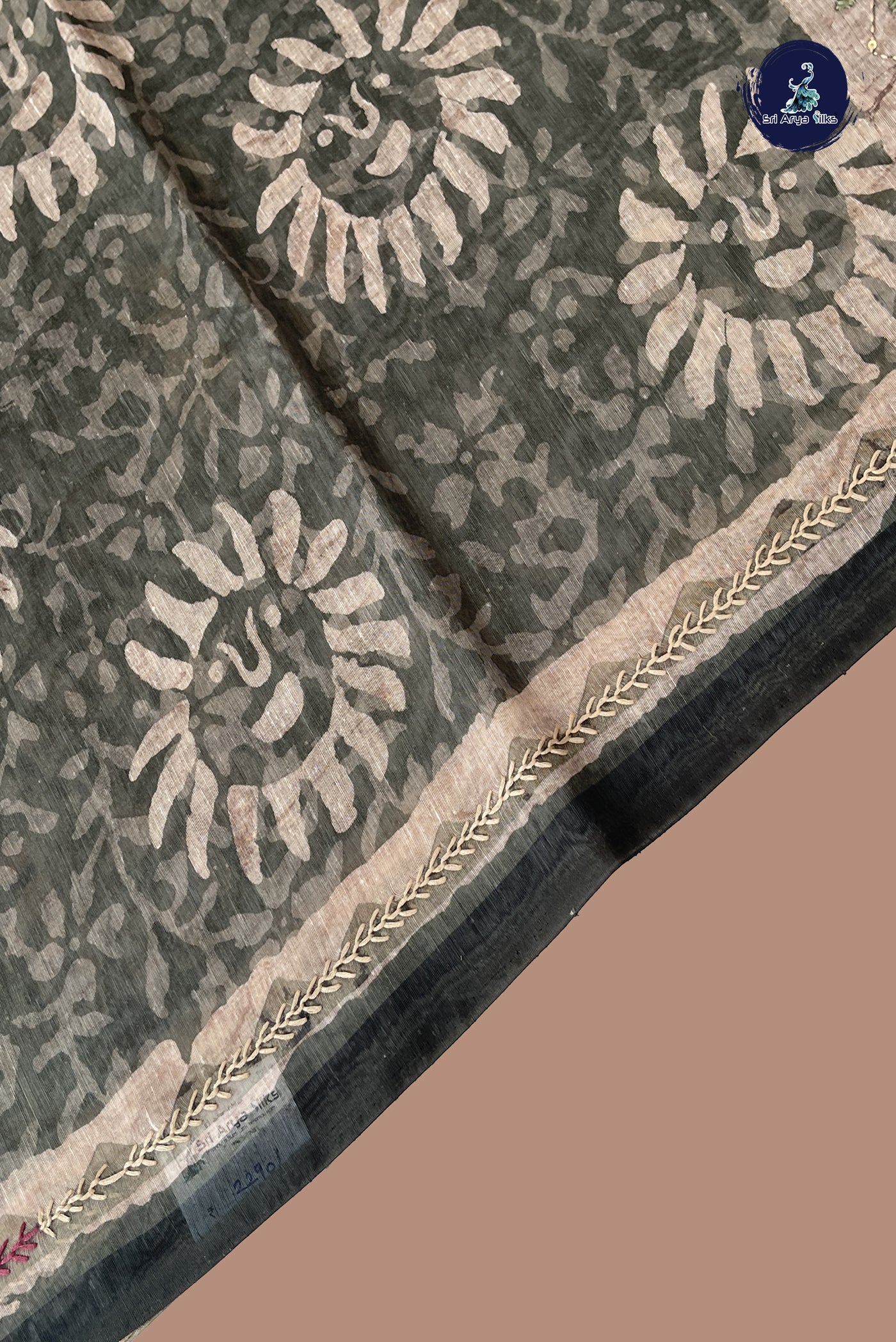 Green Semi Chanderi Saree With Printed  Pattern