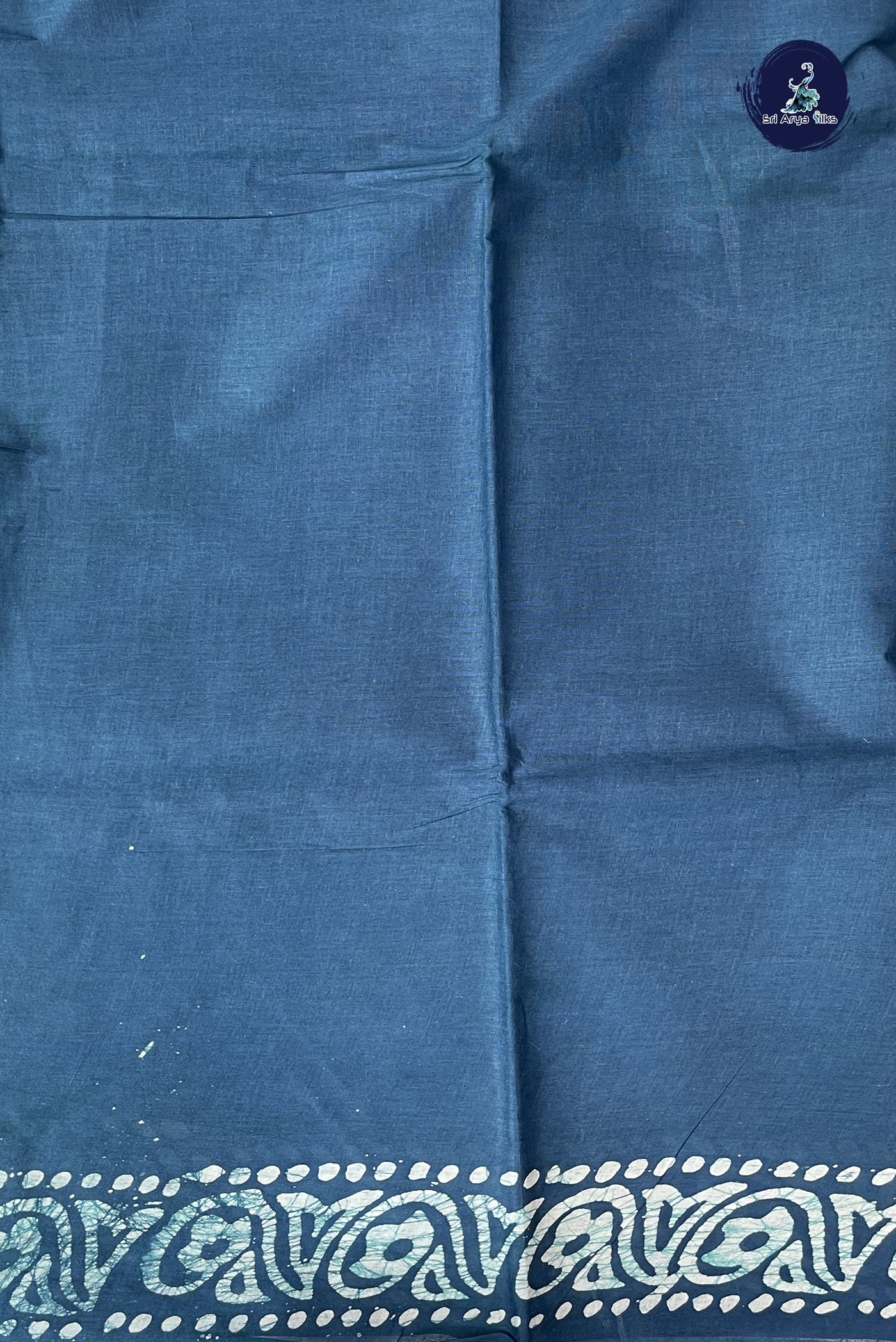 Blue cotton Saree  With Printed Pattern