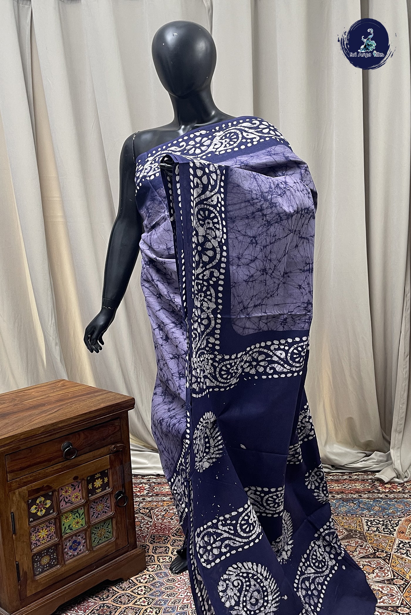 Lavender cotton Saree With Printed Pattern