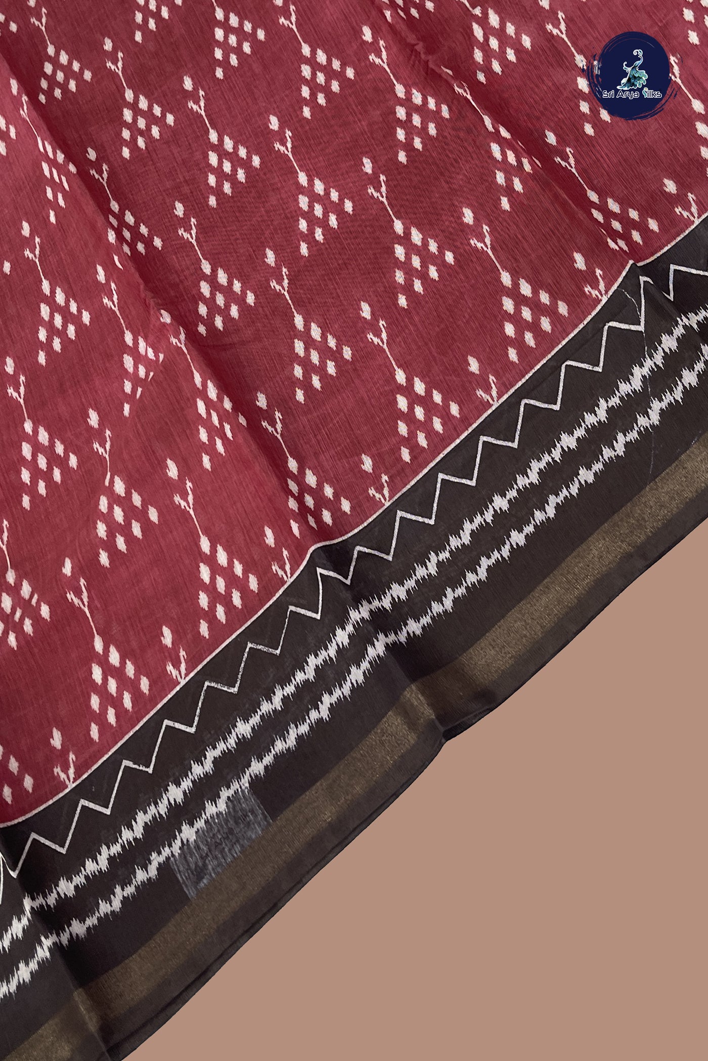 Maroon Semi Chanderi Saree With Printed Pattern