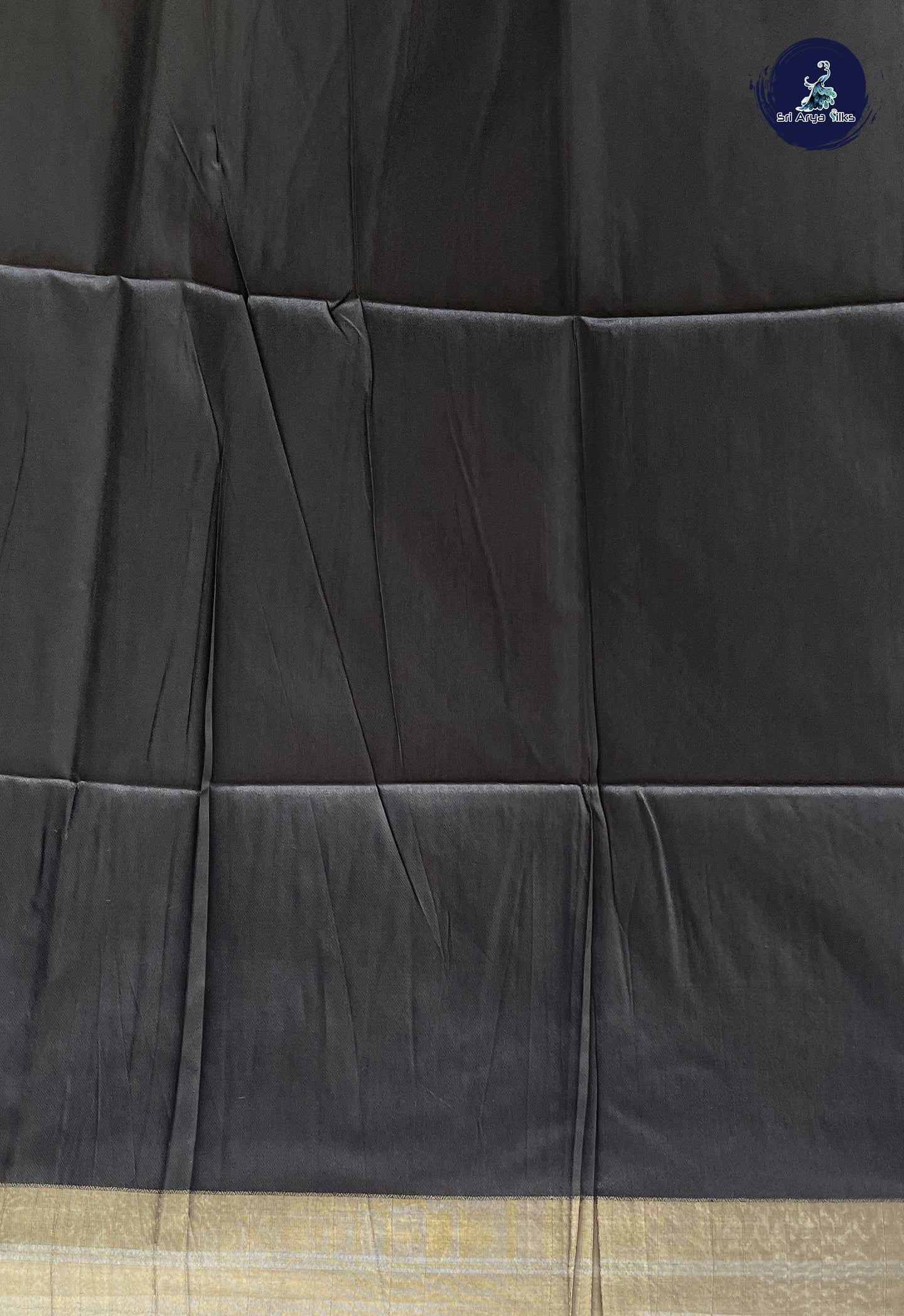 Black Semi Raw Silk Saree With Zari Buttas Pattern