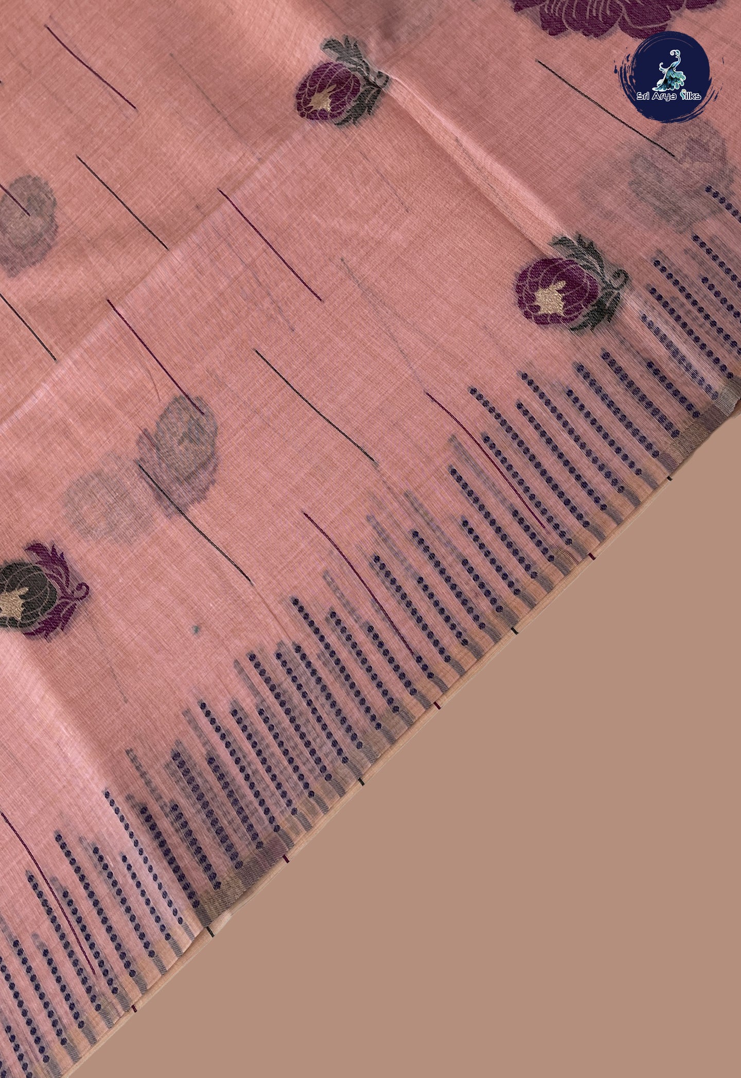 Light Pink Semi Tussar Saree With Embroidery Pattern