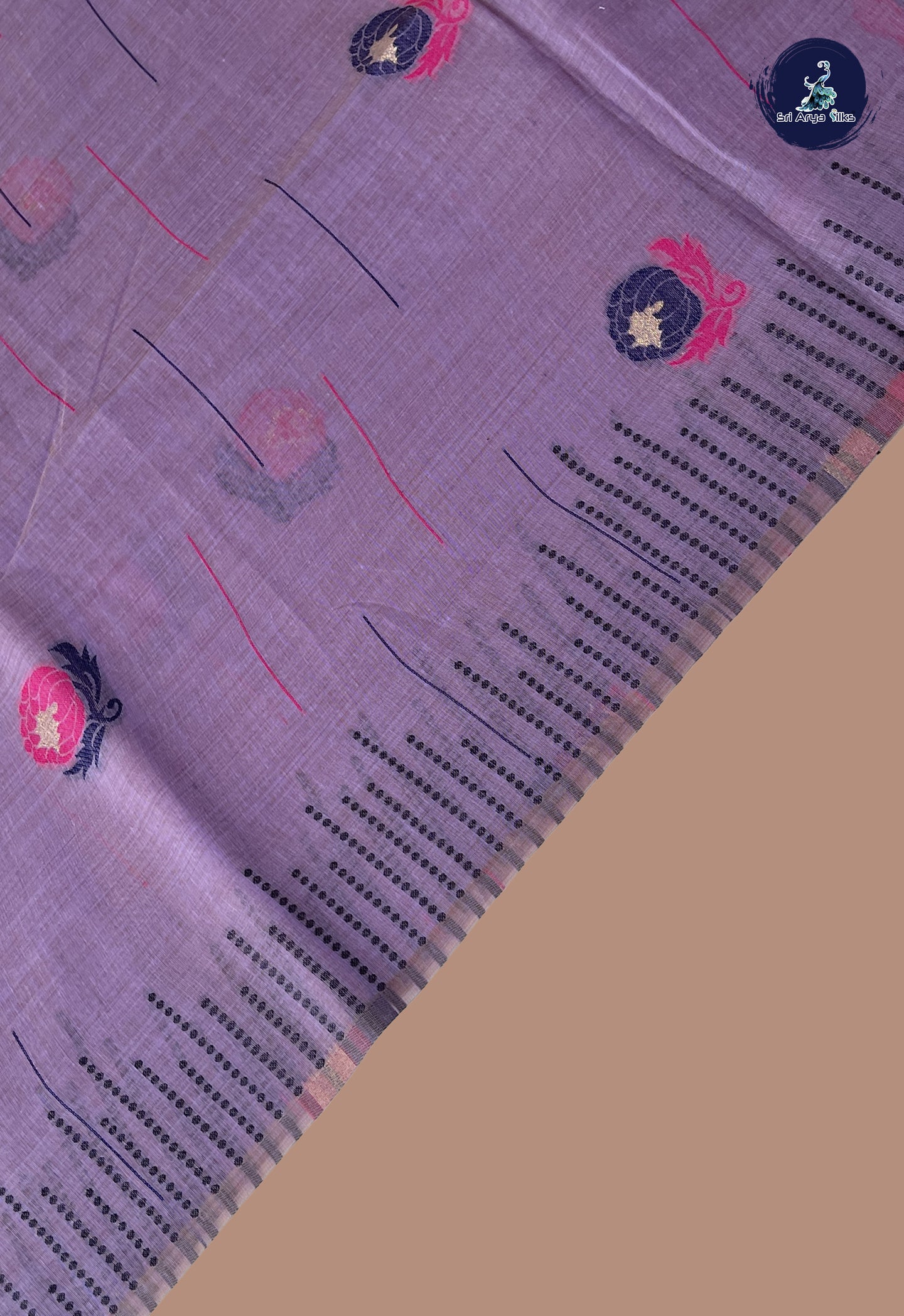 Lavender Semi Tussar Saree With Embroidery Pattern