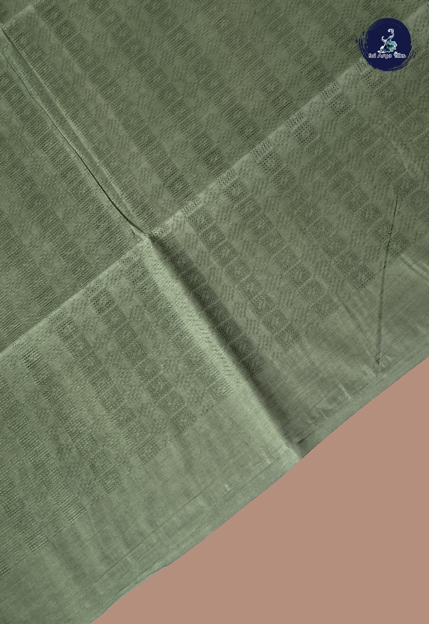 Olive Green Tussar Saree With Embossed Pattern