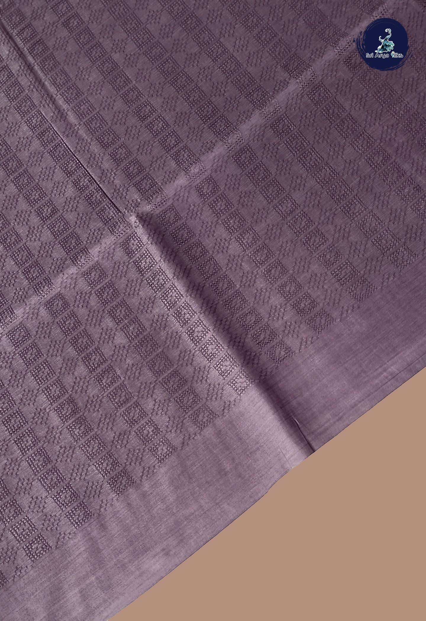 Chocolate Shade Tussar Saree With Embossed Pattern