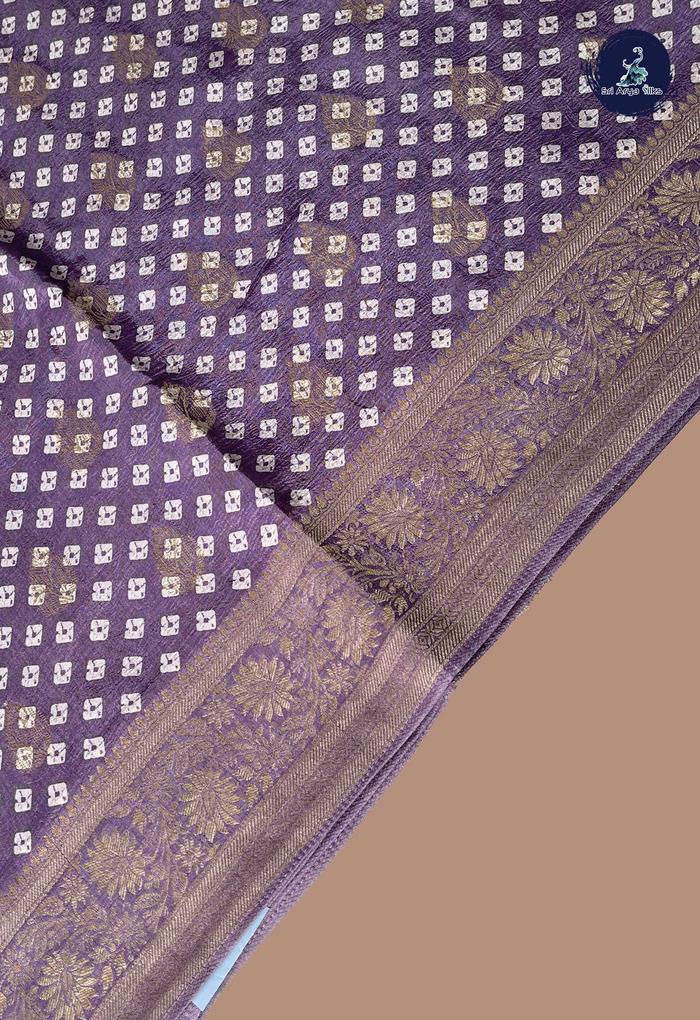 Lavender Tussar Saree With Zari Buttas Pattern