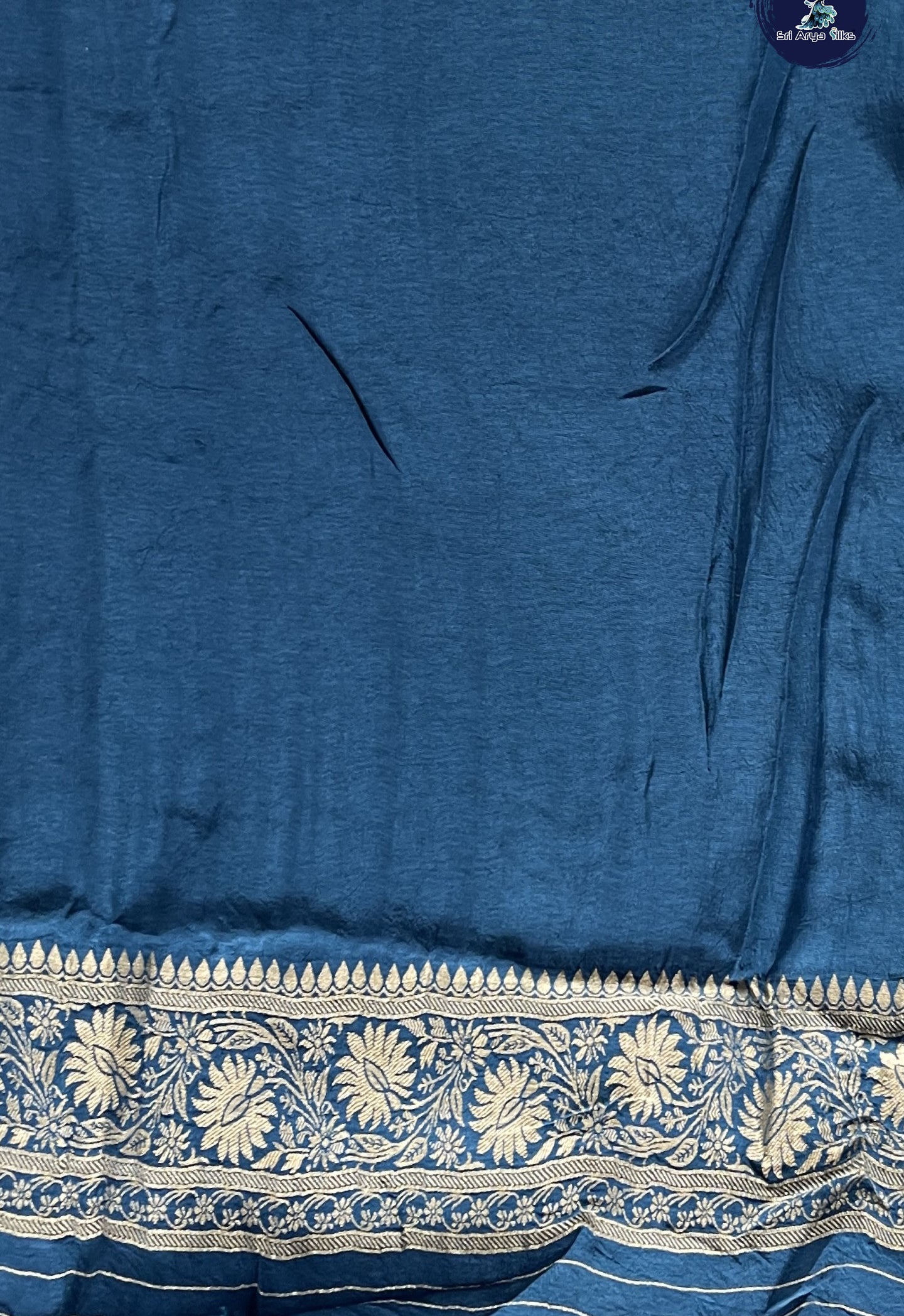 Blue Tussar Saree With Zari Buttas Pattern