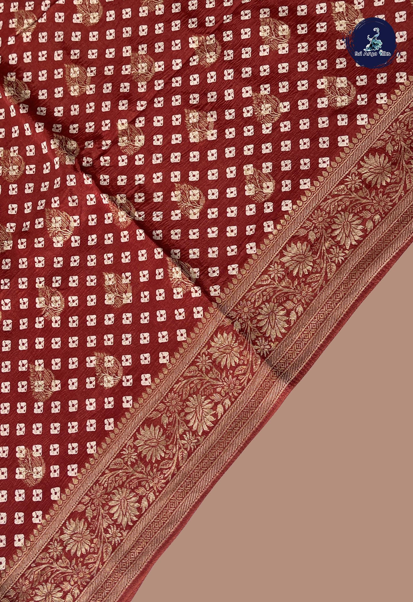 Brown Tussar Saree With Zari Buttas Pattern