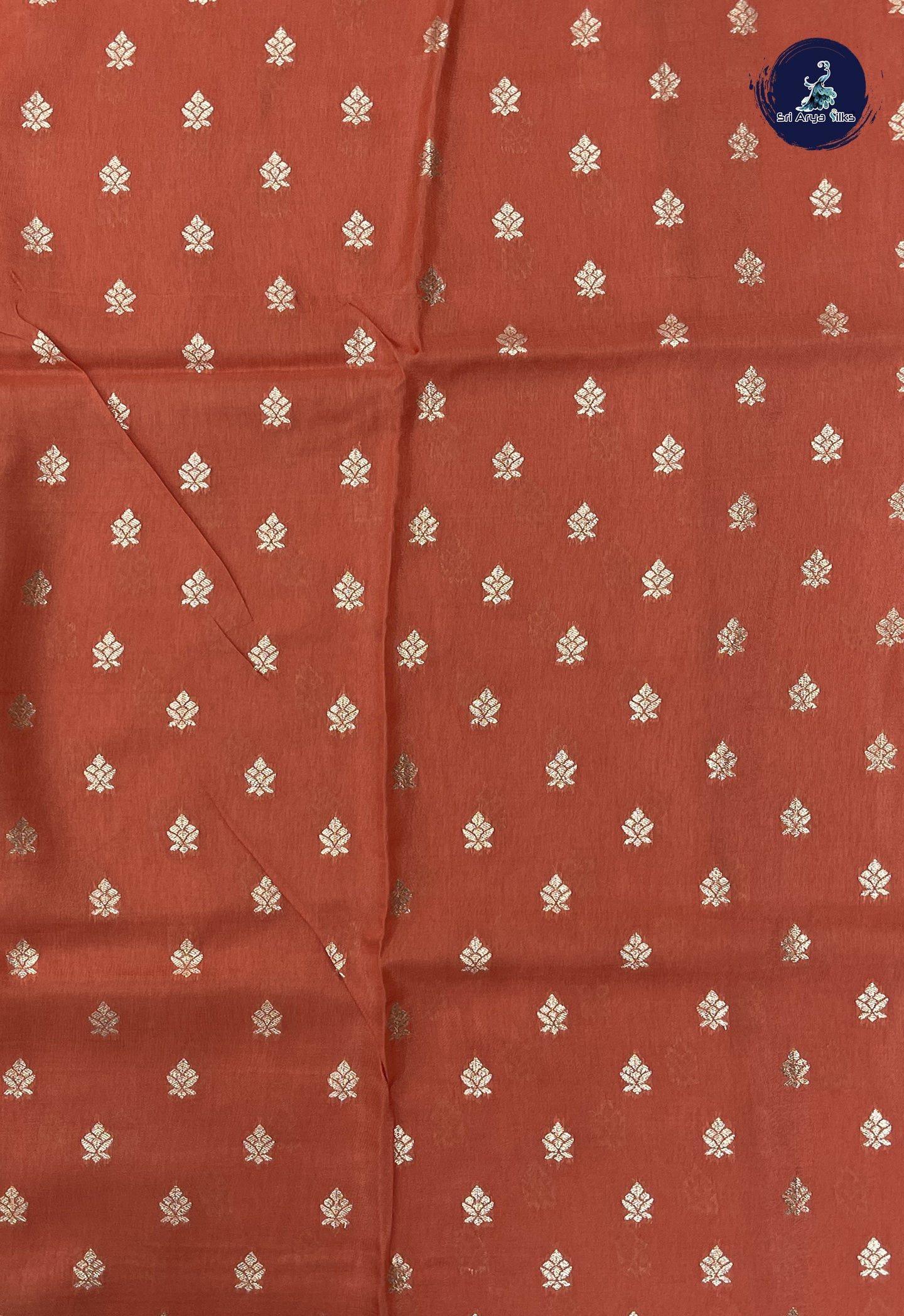 Peach Semi Banarasi Saree With Zari Buttas Pattern