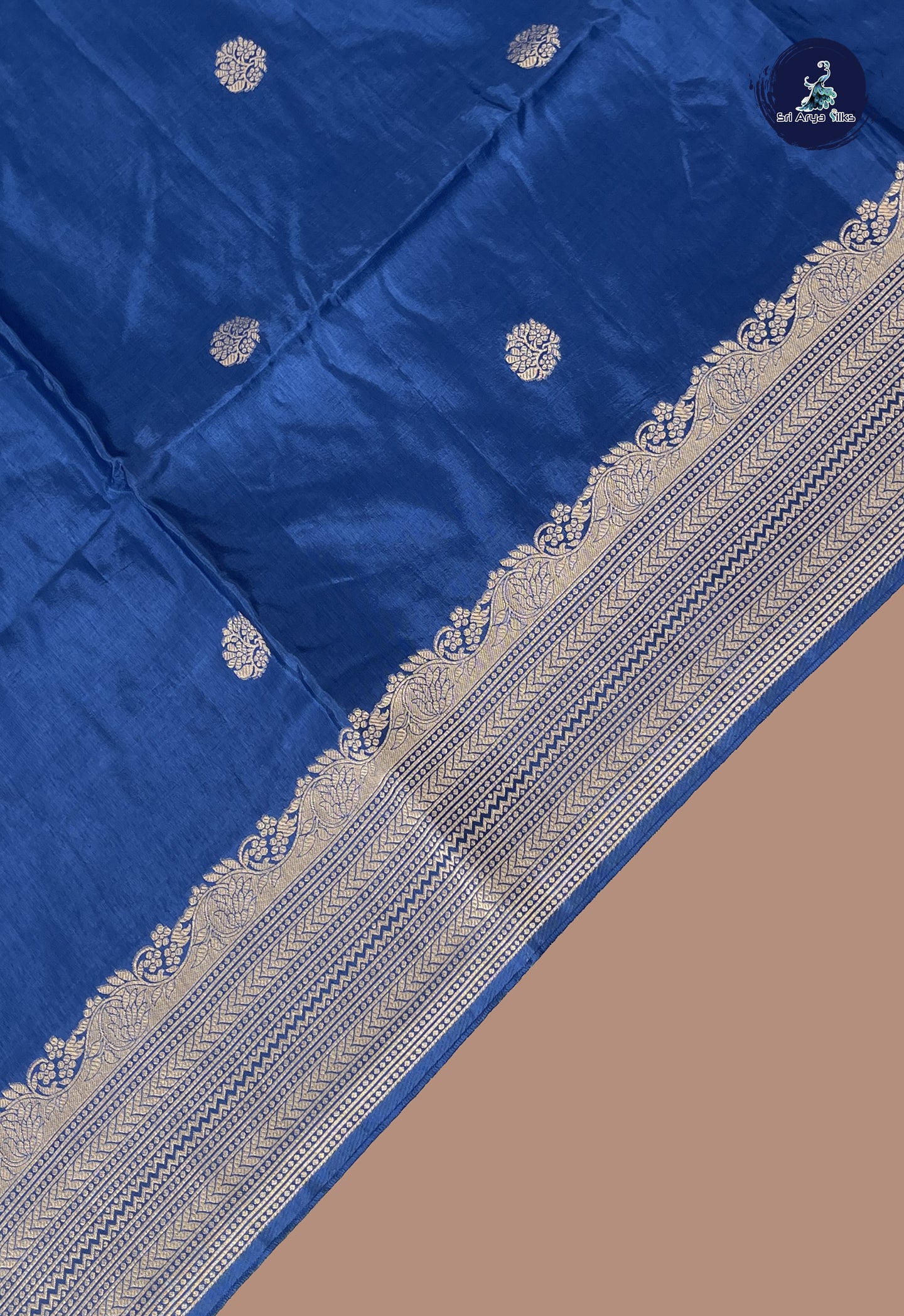 Blue Semi Banarasi Saree With Zari Buttas Pattern