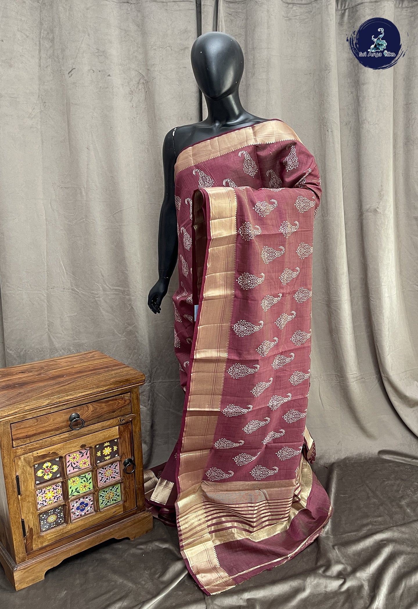 Snuf Semi Tussar Saree With Printed Pattern