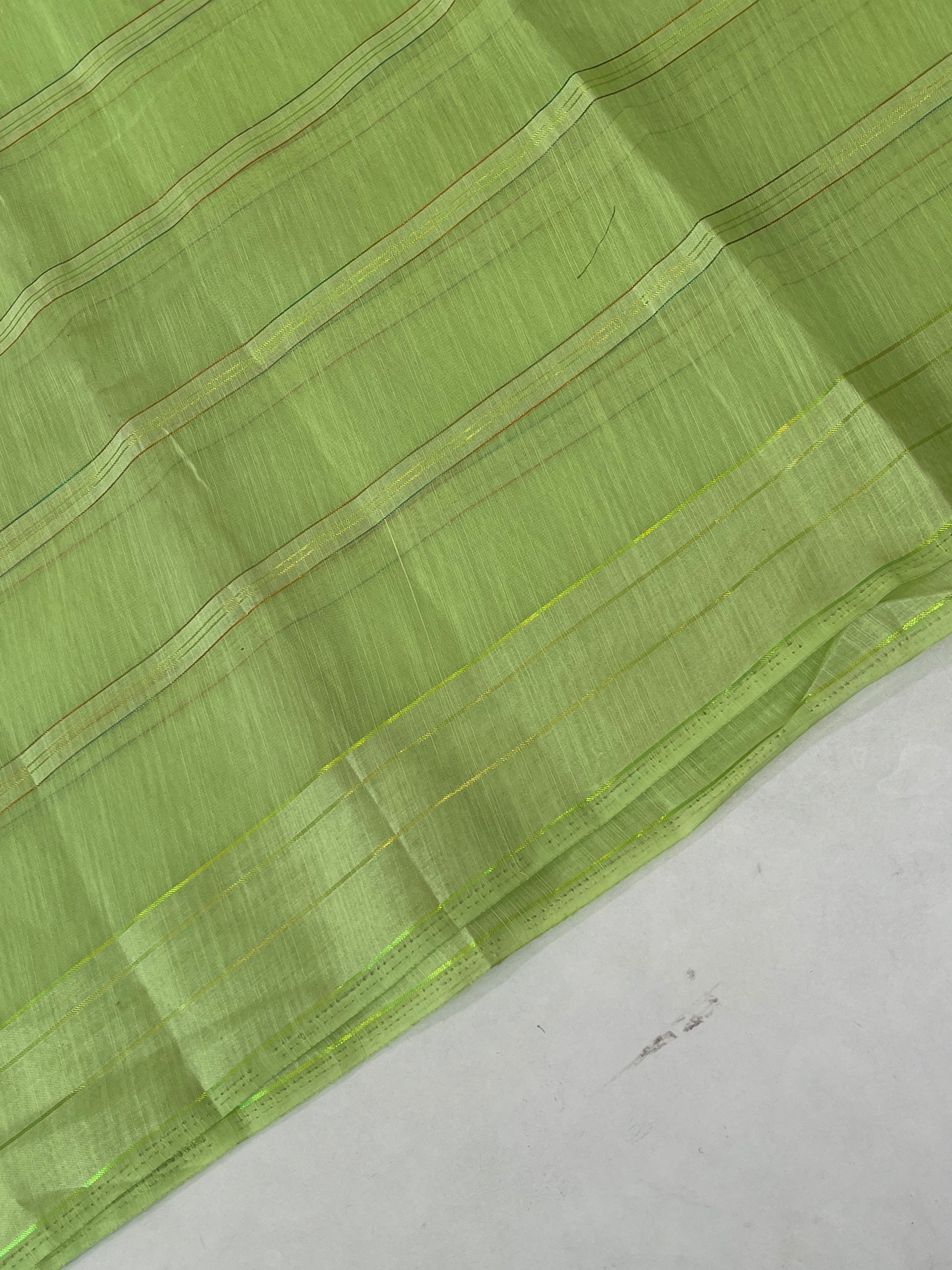 Pastel Green Chanderi Saree With Zari Stripes Pattern