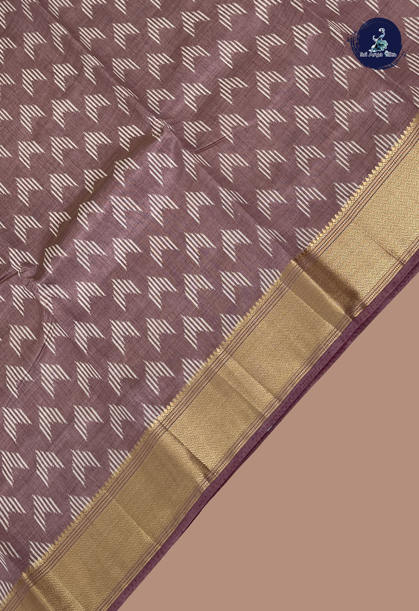 Mauve Semi Tussar Saree With Printed Pattern