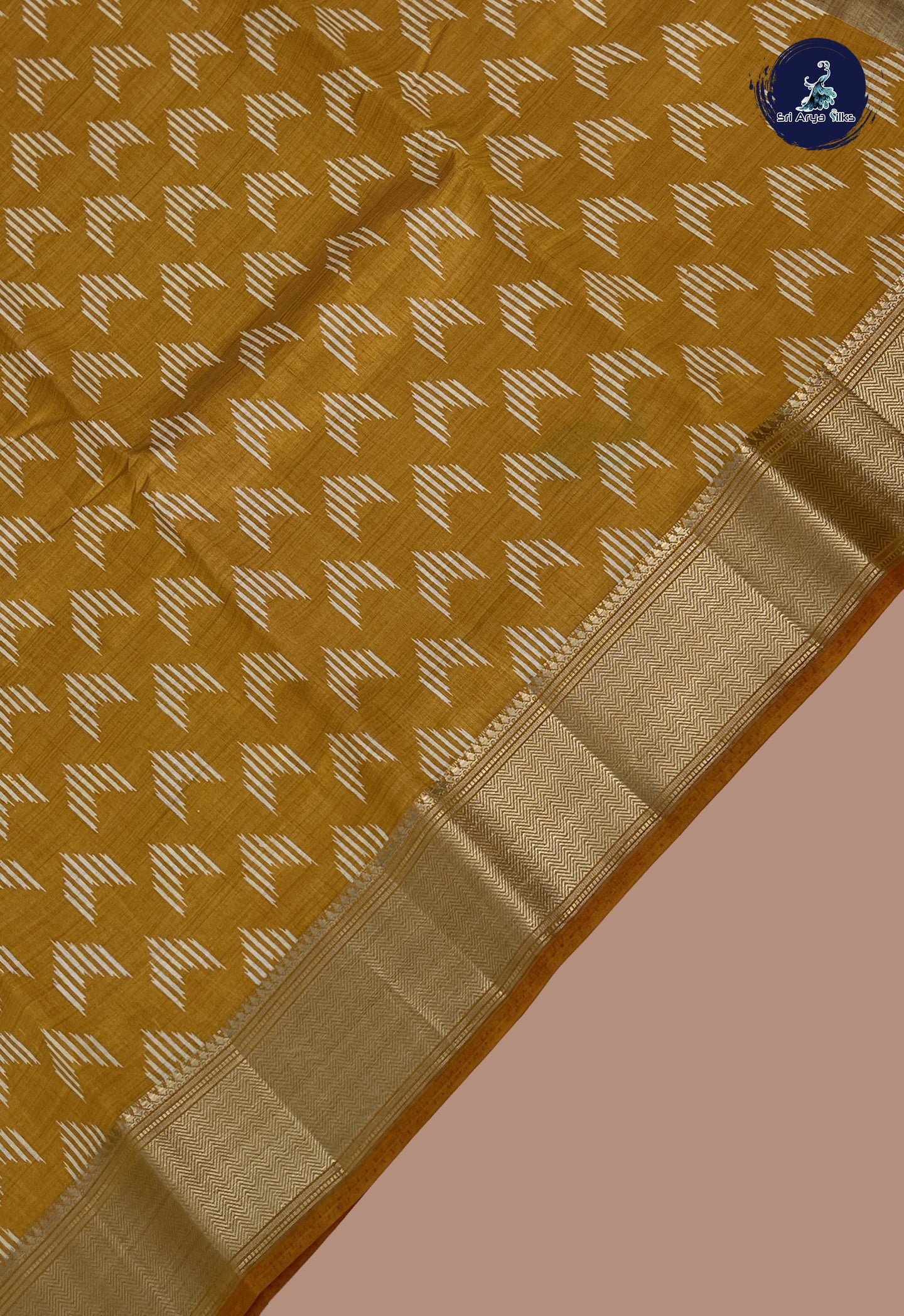 Yellow Semi Tussar Saree With Printed Pattern