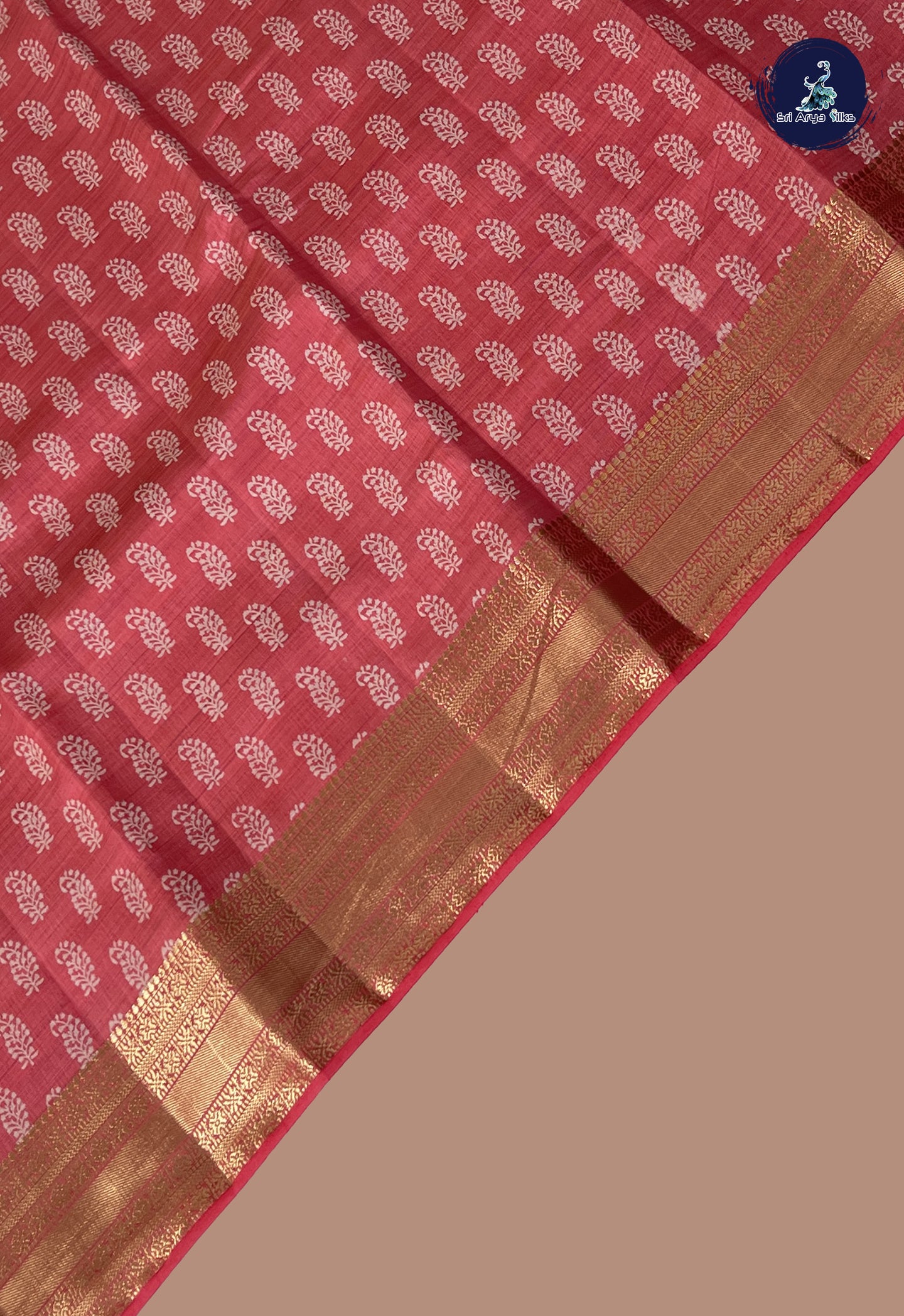Pink Semi Tussar Saree With Printed Pattern