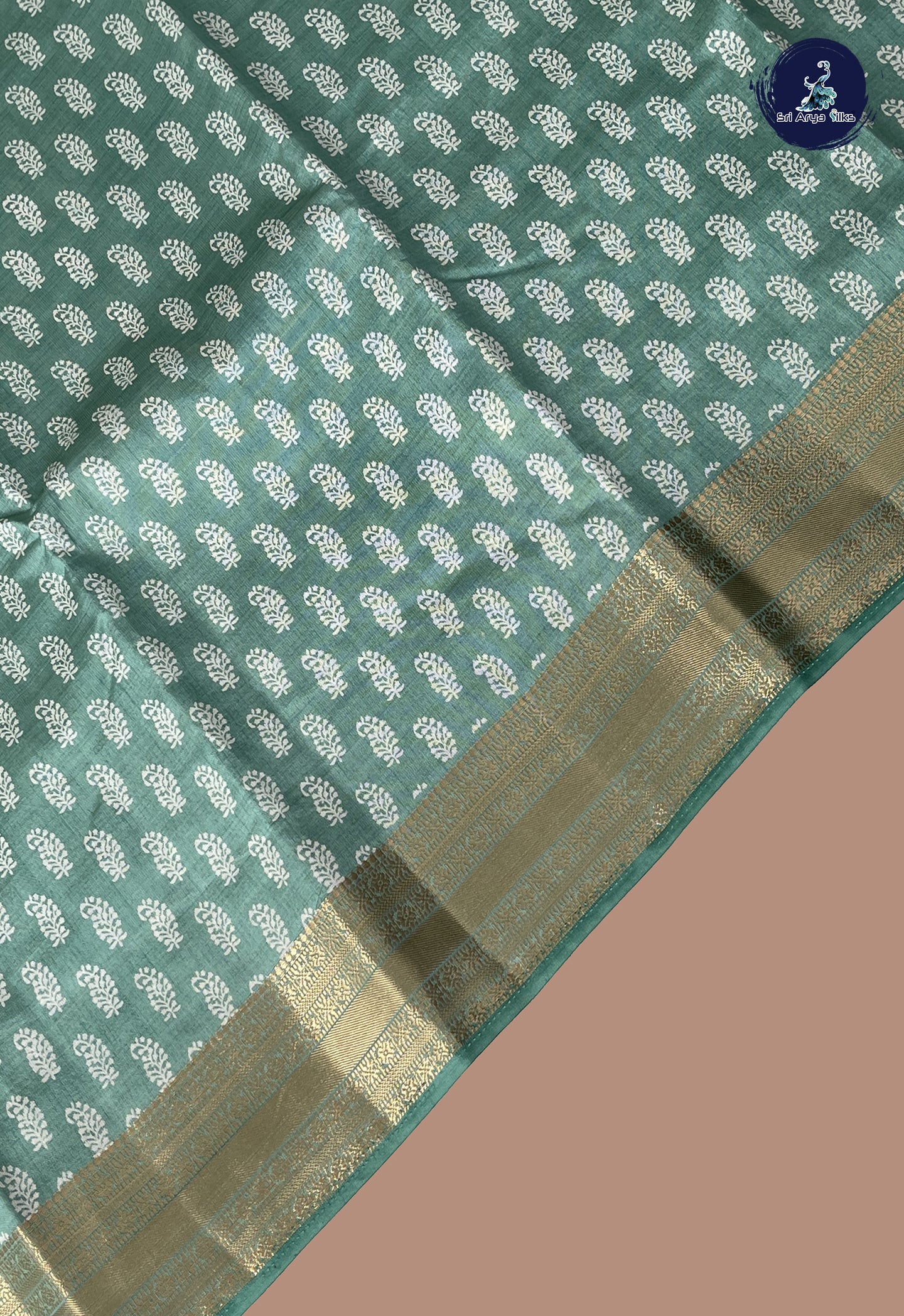 Pastel Shade Semi Tussar Saree With Printed Pattern