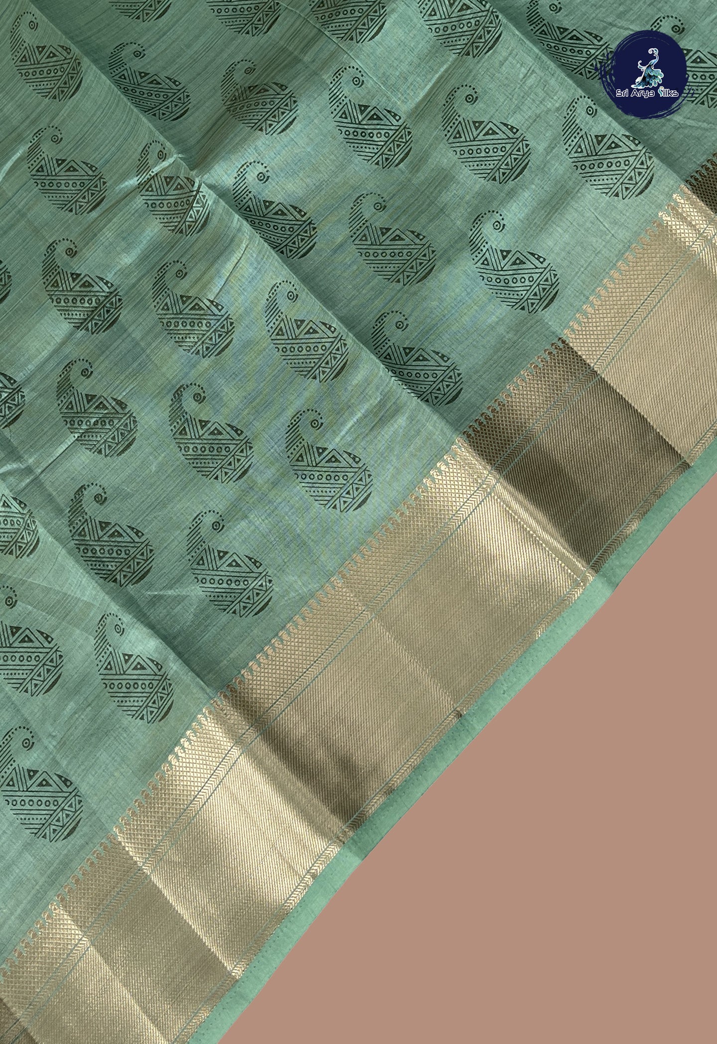 Pastel Shade Semi Tussar Saree With Printed Pattern