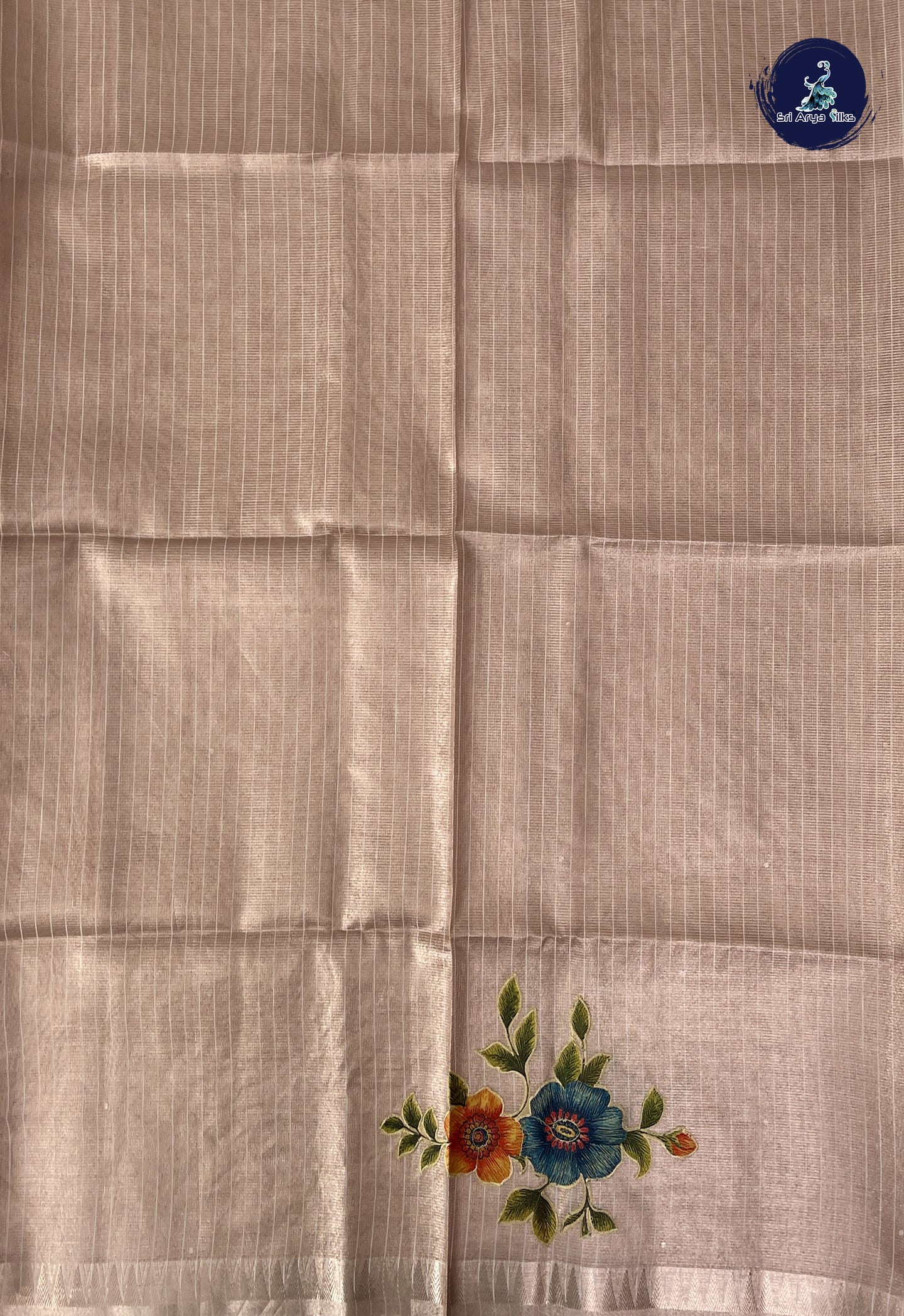 Light Pink Tissue Banarasi Saree With Kalamkari Pattern