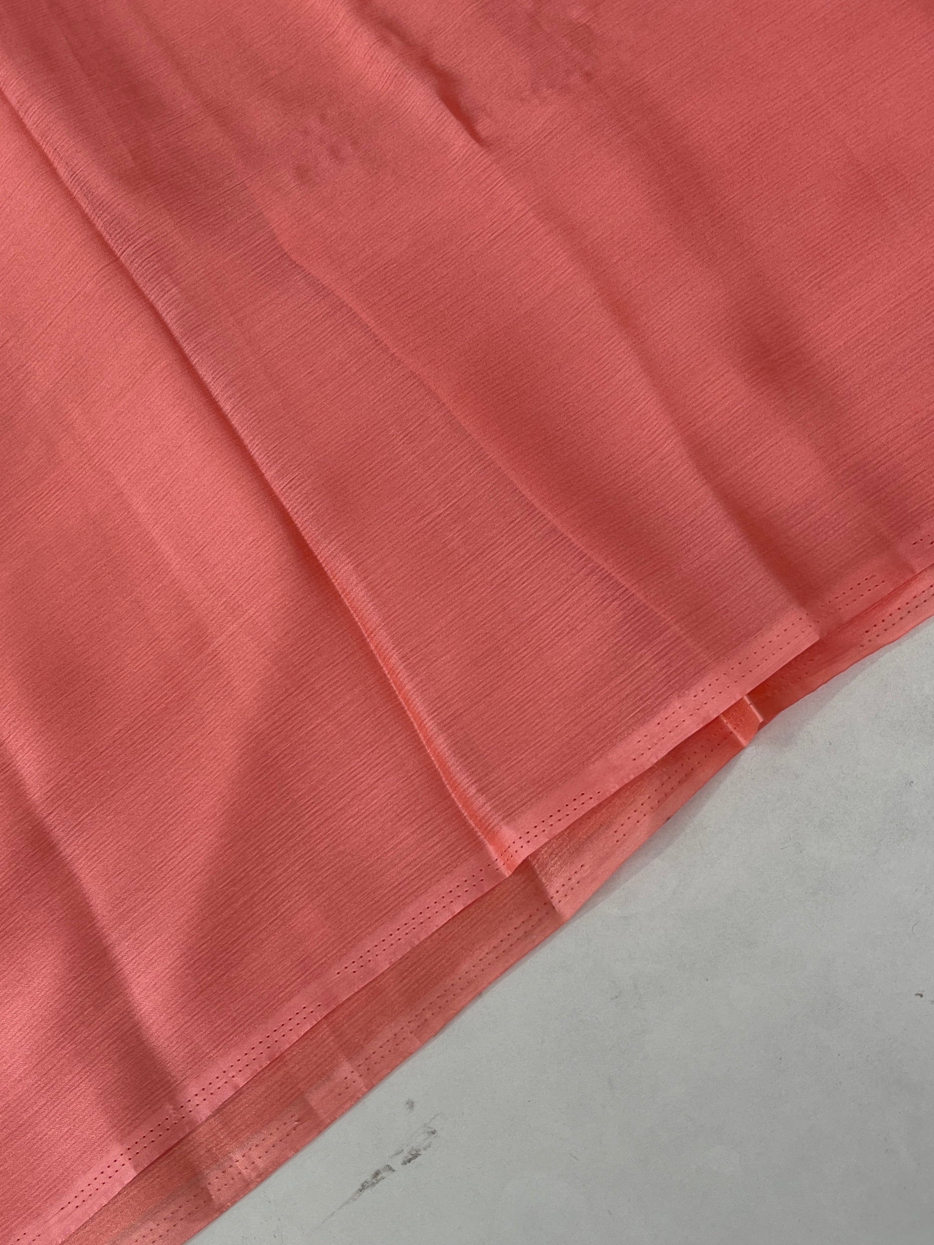Light Pink Semi Banarasi Saree With Plain Pattern