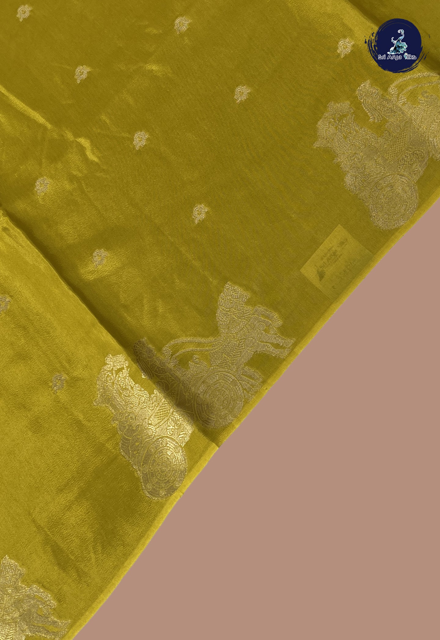 Mustard Yellow Semi Banarasi Saree With Zari Buttas Pattern