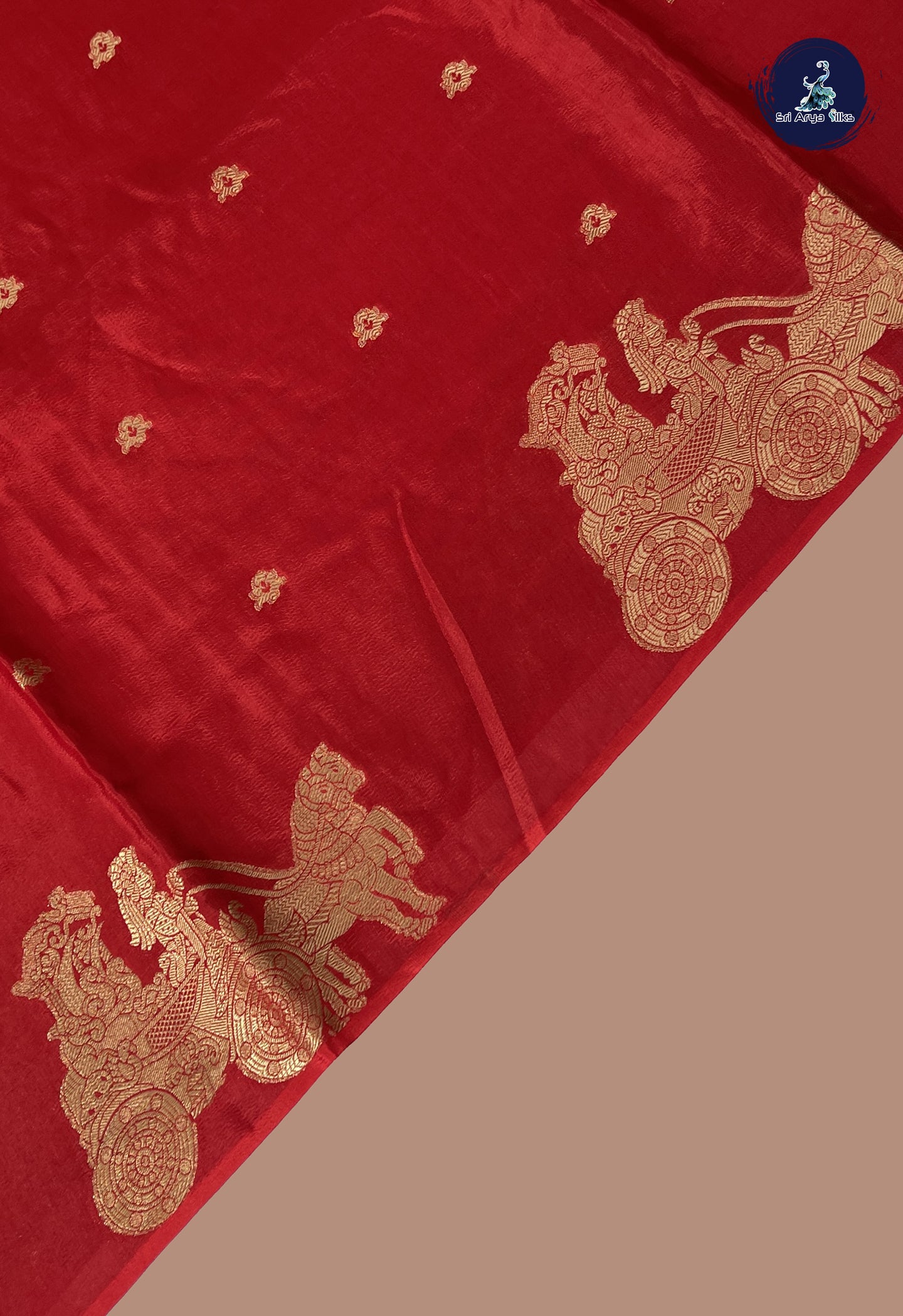 Dual Tone Maroon Semi Banarasi Saree With Zari Buttas Pattern