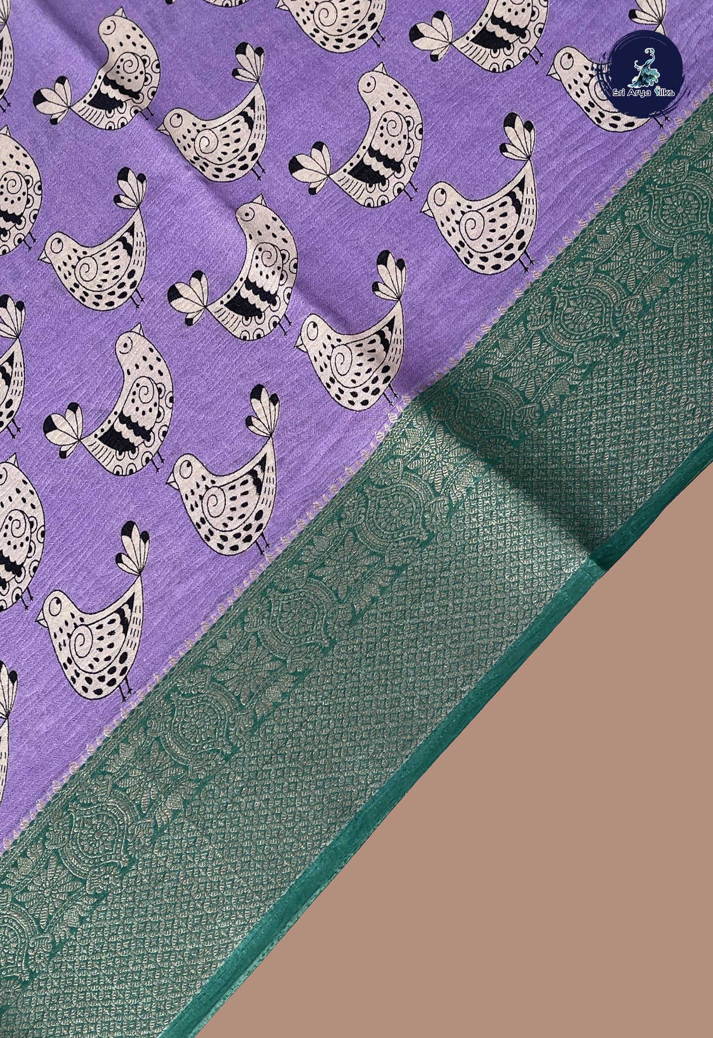 Lavender Semi Tussar Saree With Printed Pattern