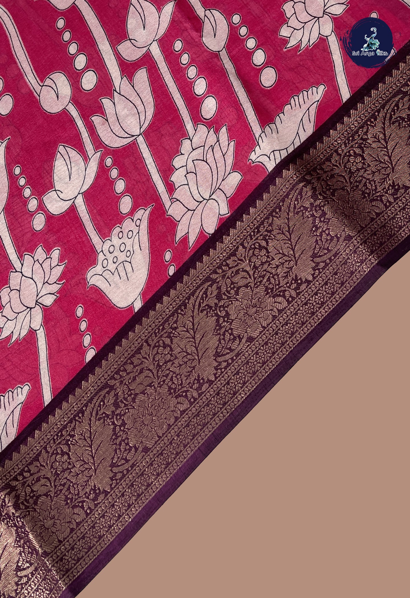 Pink Semi Tussar Saree With Printed Pattern