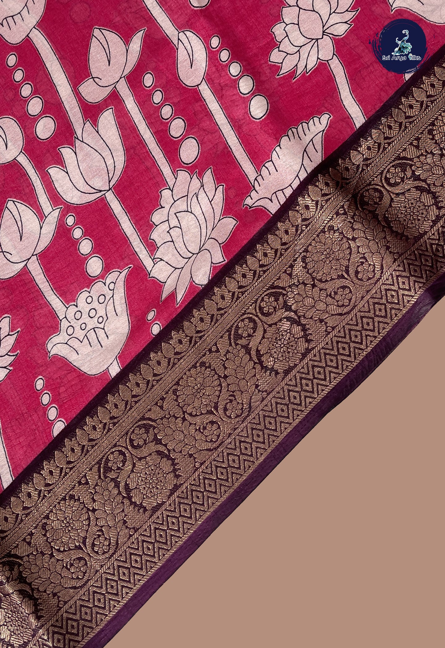 Pink Semi Tussar Saree With Printed Pattern