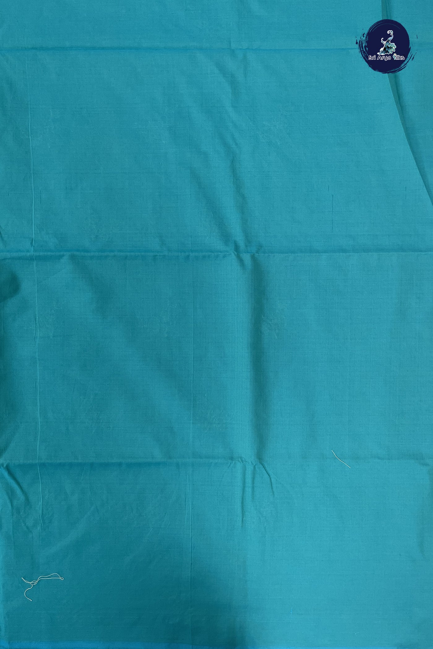 Teal Semi Silk Cotton Saree With Thread Work Pattern