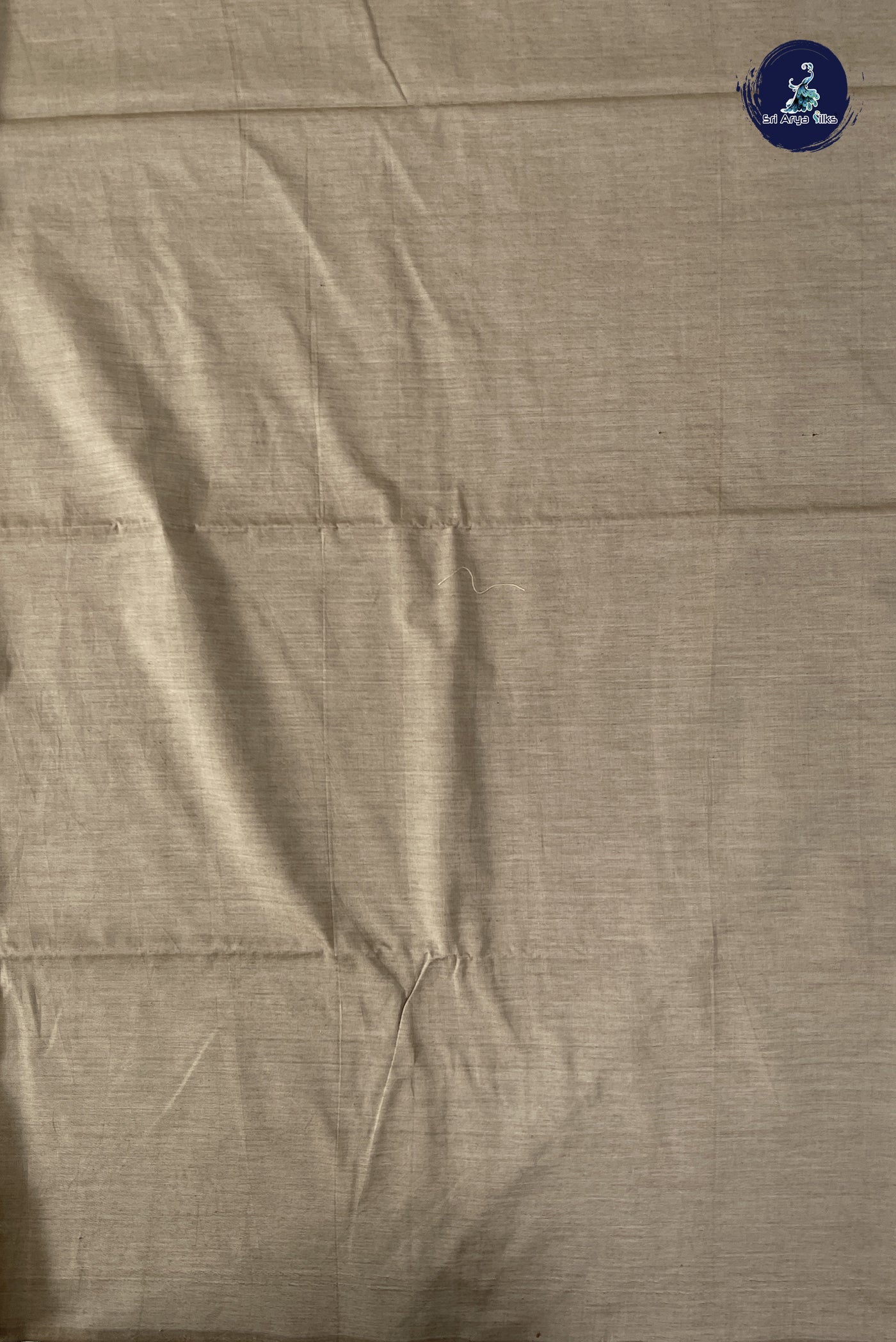 Light Brown Semi Silk Cotton Saree With Thread Work Pattern