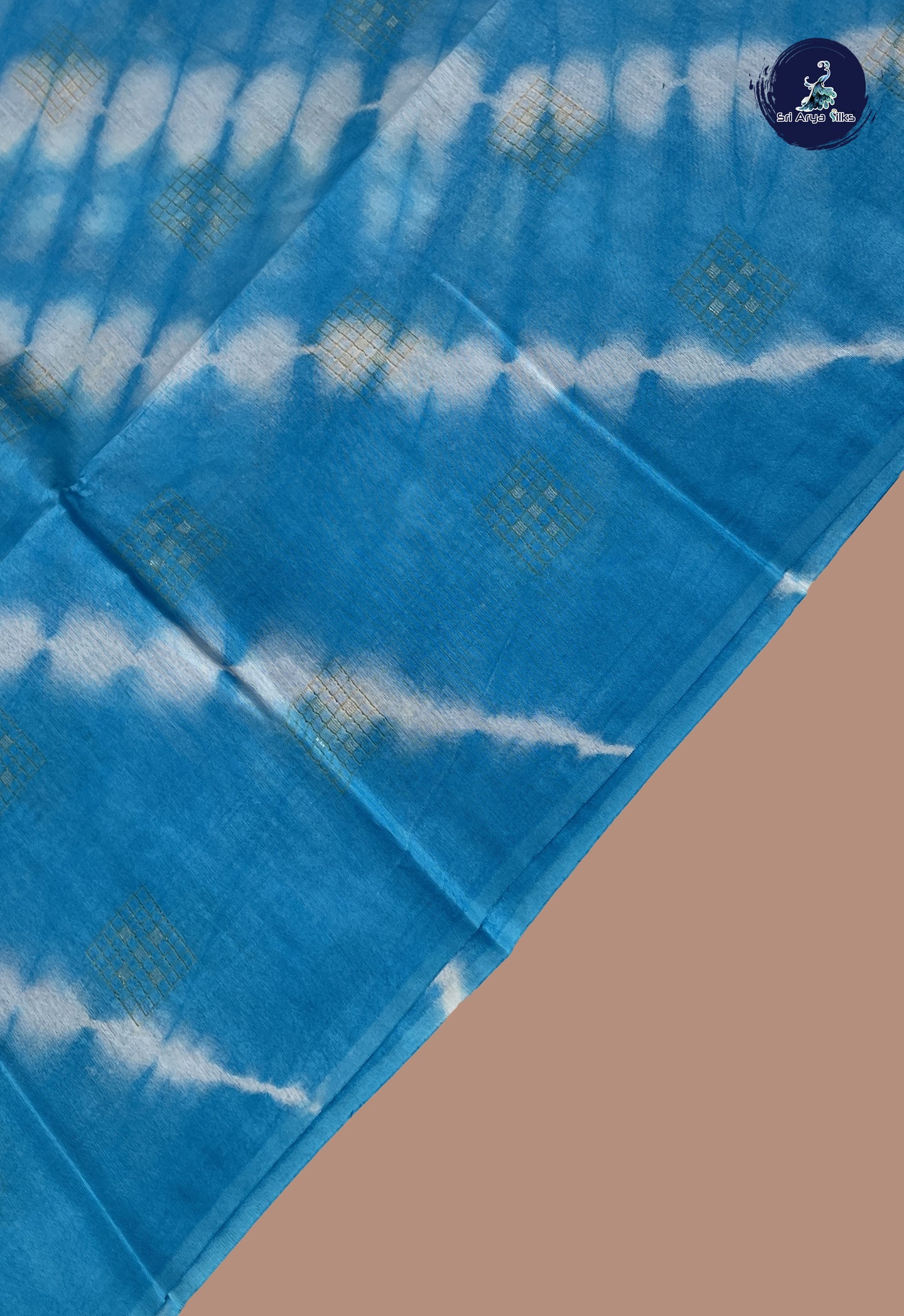 Copper Sulphate Blue Baswada Saree With Shibori Print Pattern