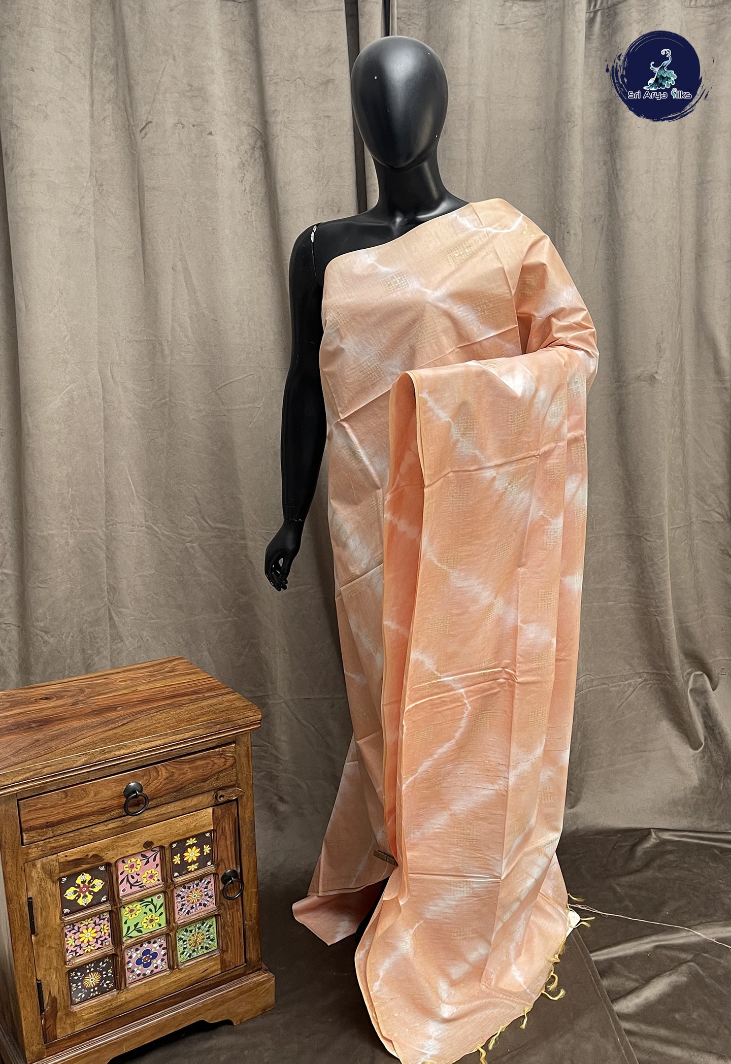 Pastel Shade Baswada Saree With Shibori Print Pattern