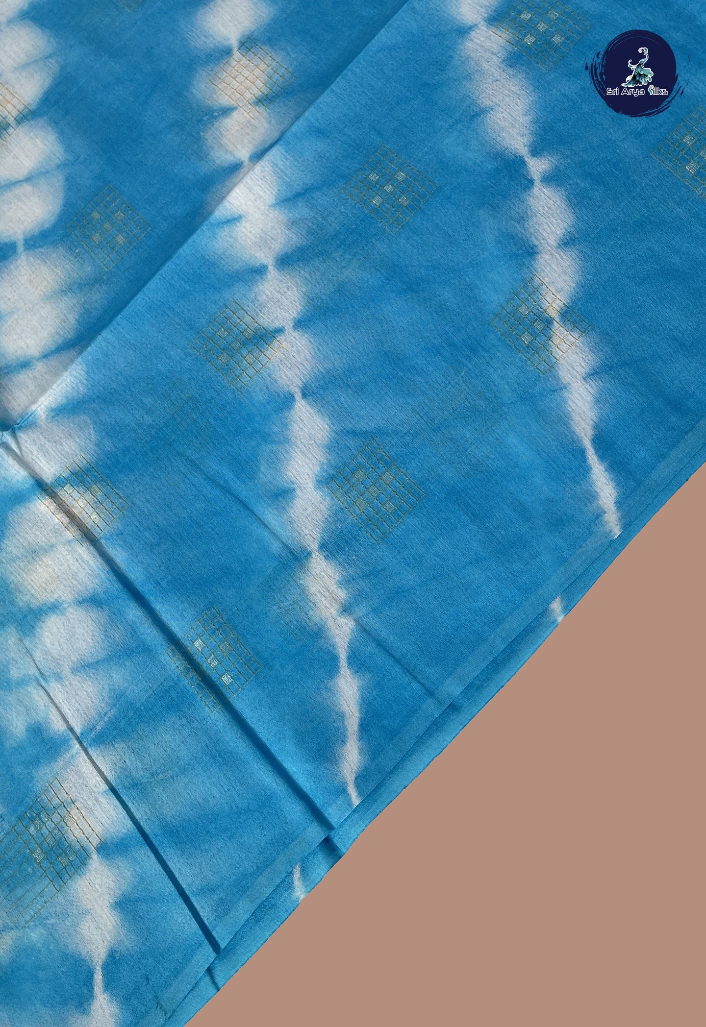 Copper Sulphate Blue Baswada Saree With Shibori Print Pattern