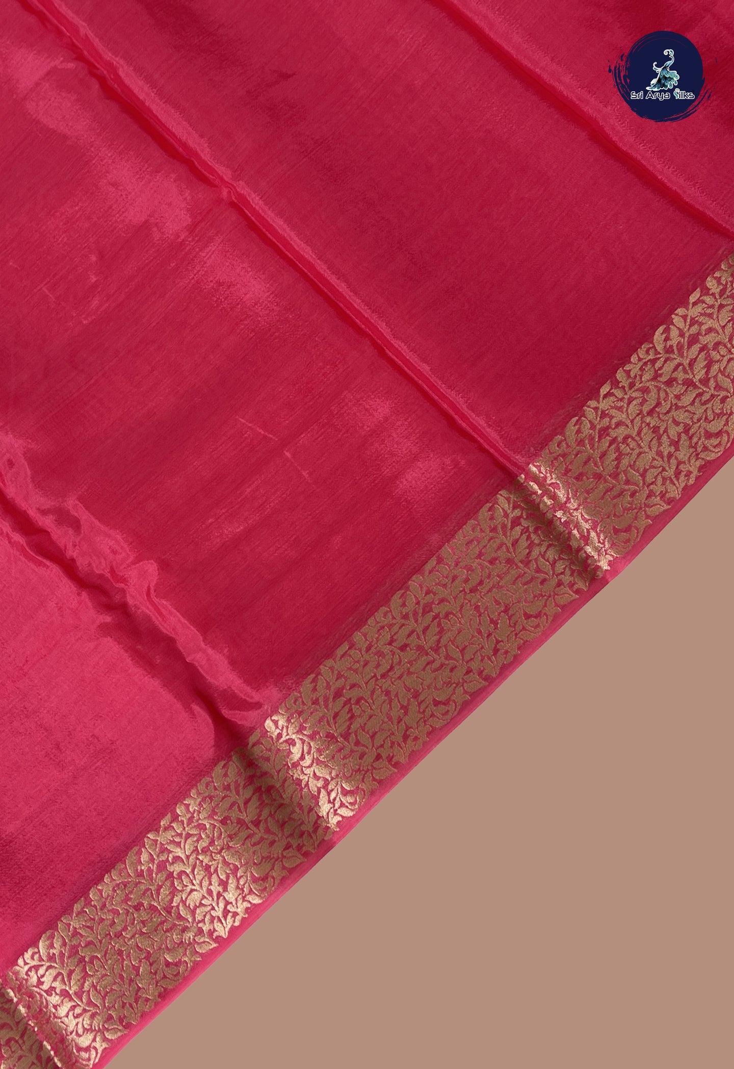 Candy Pink Mysore Silk With Plain Pattern