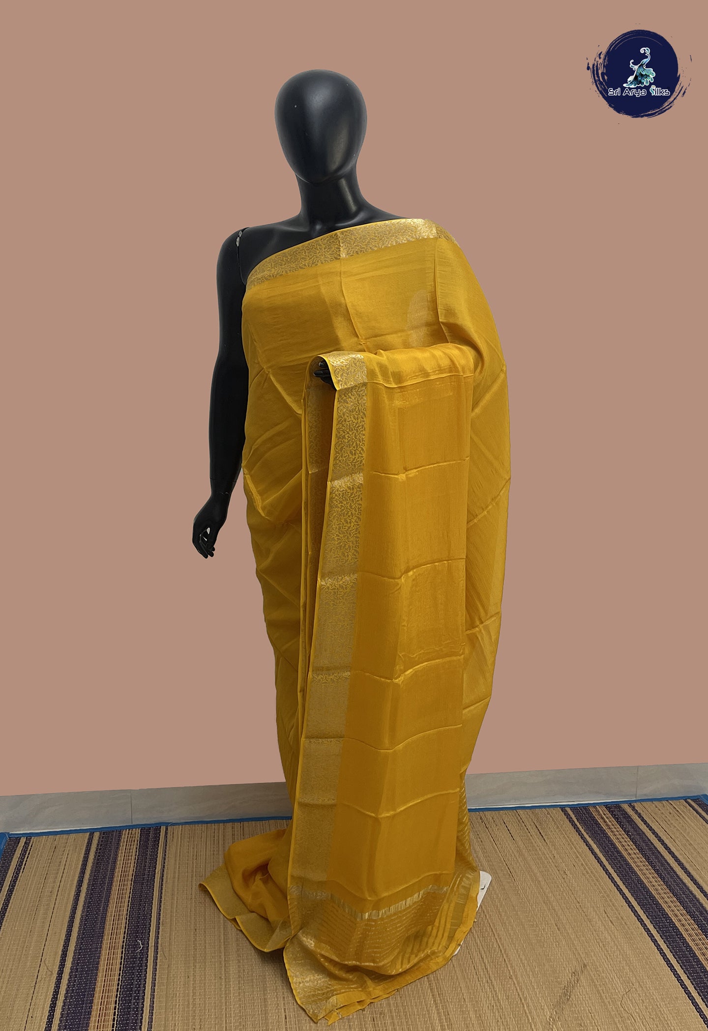 Yellow Mysore Silk With Plain Pattern