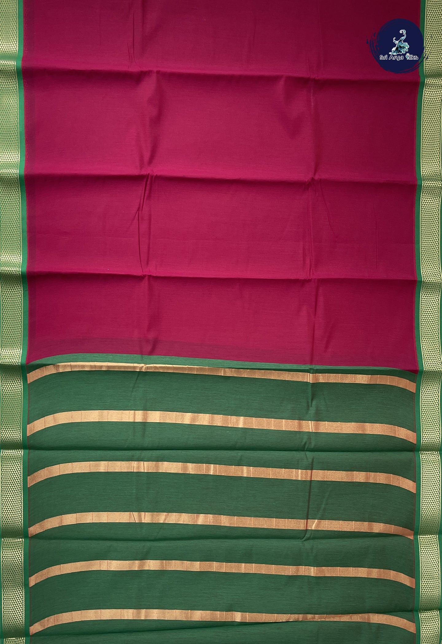 Maroon Semi Silk Cotton Saree With Plain Pattern