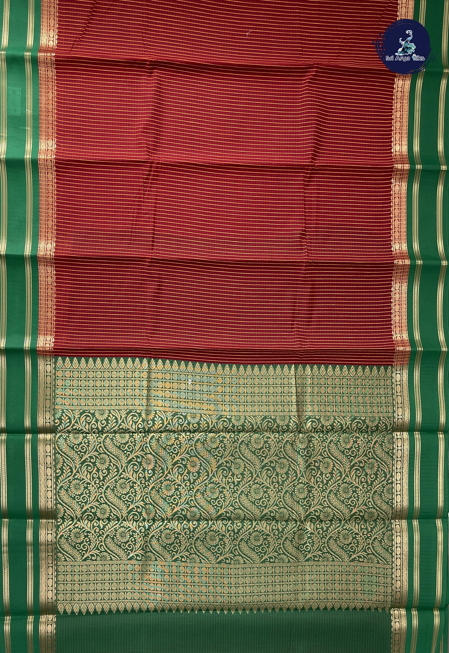 Arakku Semi Silk Cotton Saree With Checked Pattern