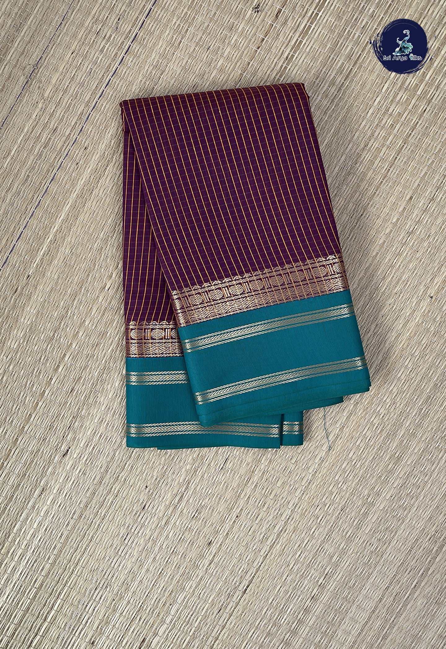 Dual Tone Maroon Semi Silk Cotton Saree With Checked Pattern