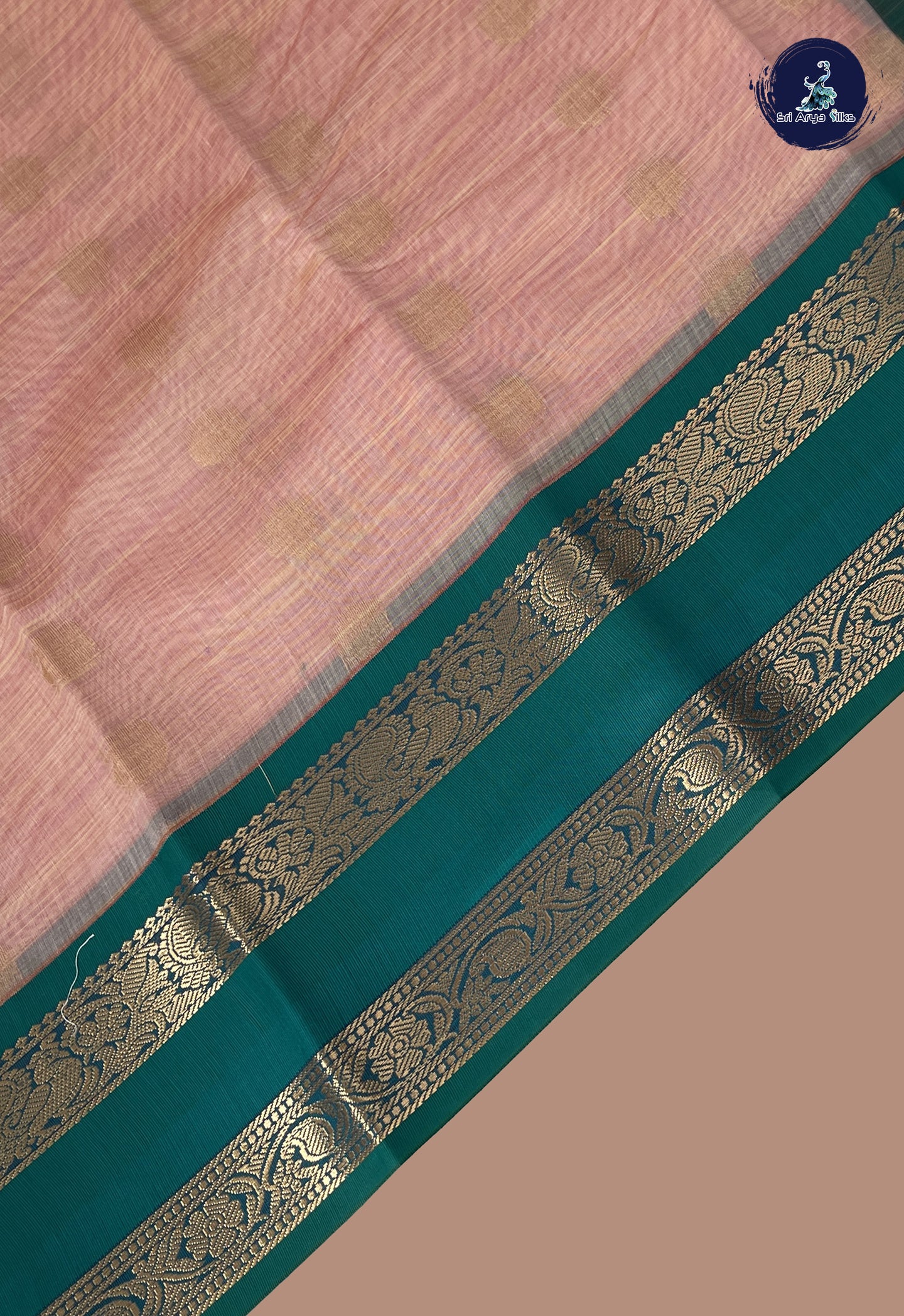 Onion Pink Semi Silk Cotton Saree With Zari Buttas Pattern